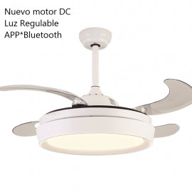 Lámpara ventilador 55 w led pala plegable Niza motor DC Bluetooth app