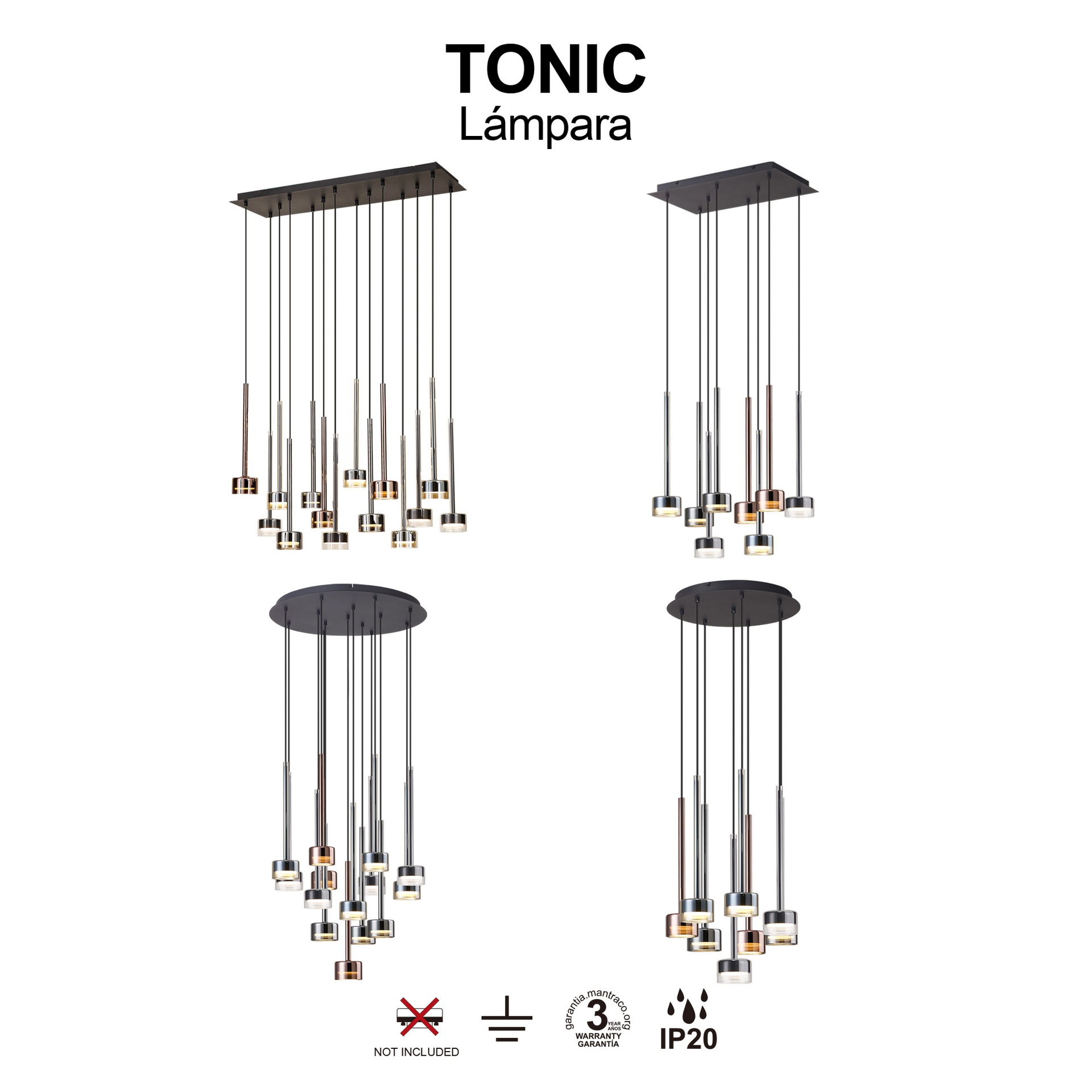 TONIC * COLGANTE 8L RECTANGULAR - GX53 - MULTICOLOR - Imagen 8