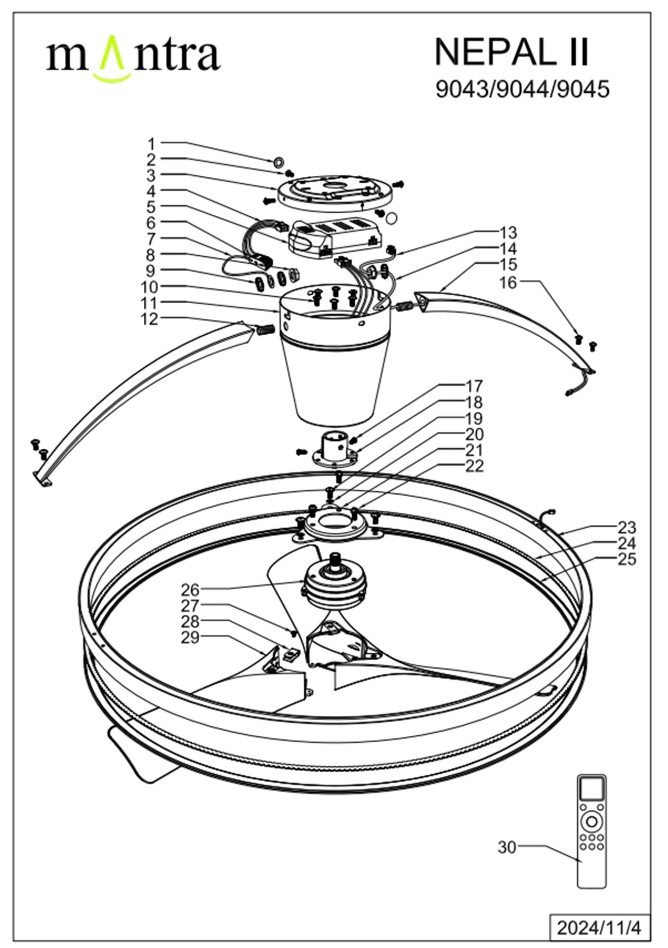NEPAL II * VENTILADOR / PLAFON LED - NEGRO - Imagen 2