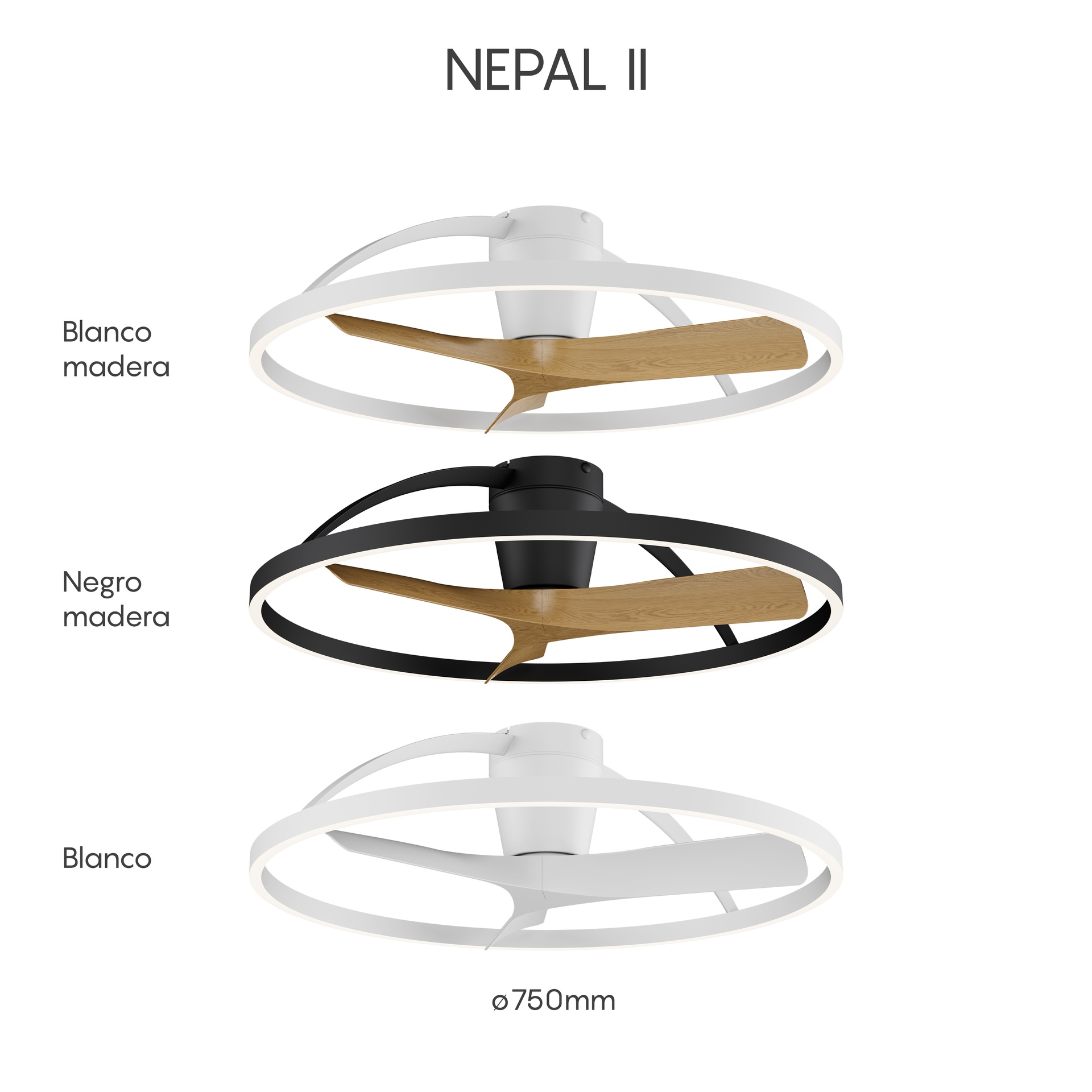 NEPAL II * VENTILADOR / PLAFON LED - NEGRO - Imagen 12
