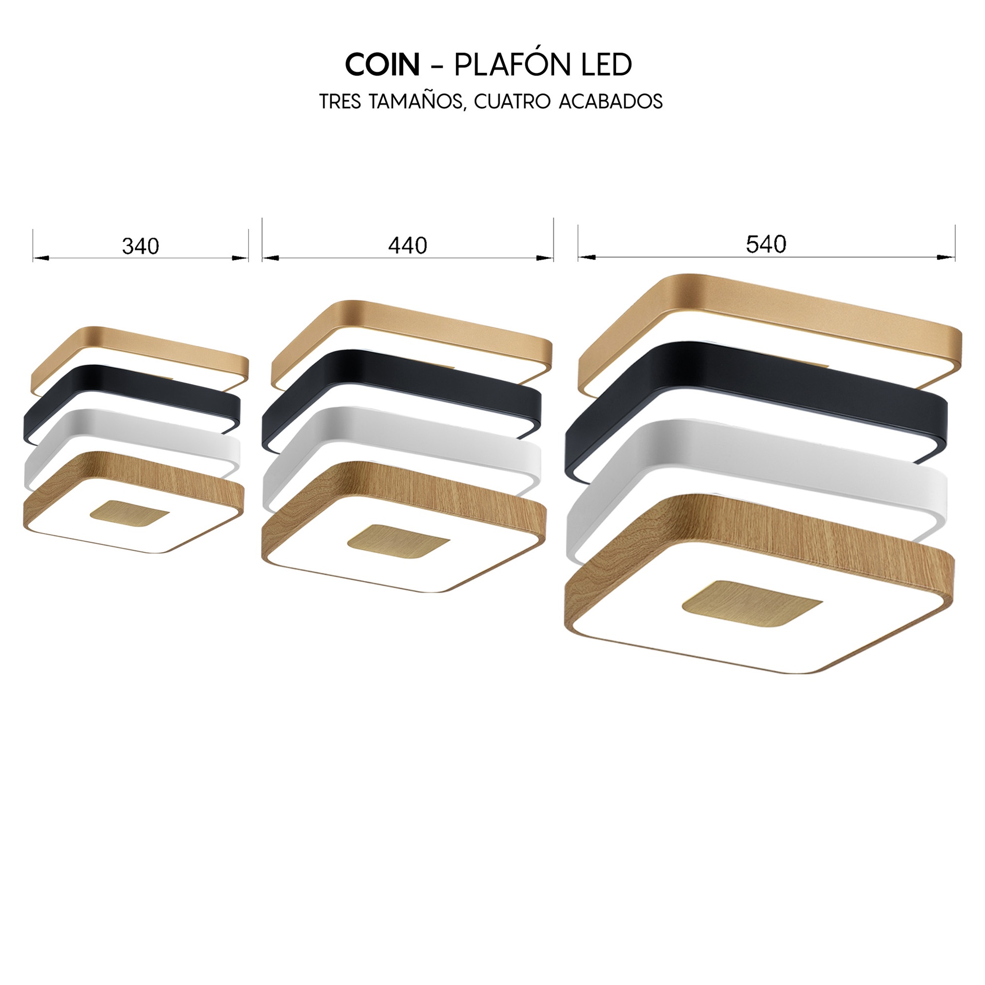 Coin * Plafon Cuadrado Led 100W - 2700-5000K - Con Mando - Madera - Imagen 8