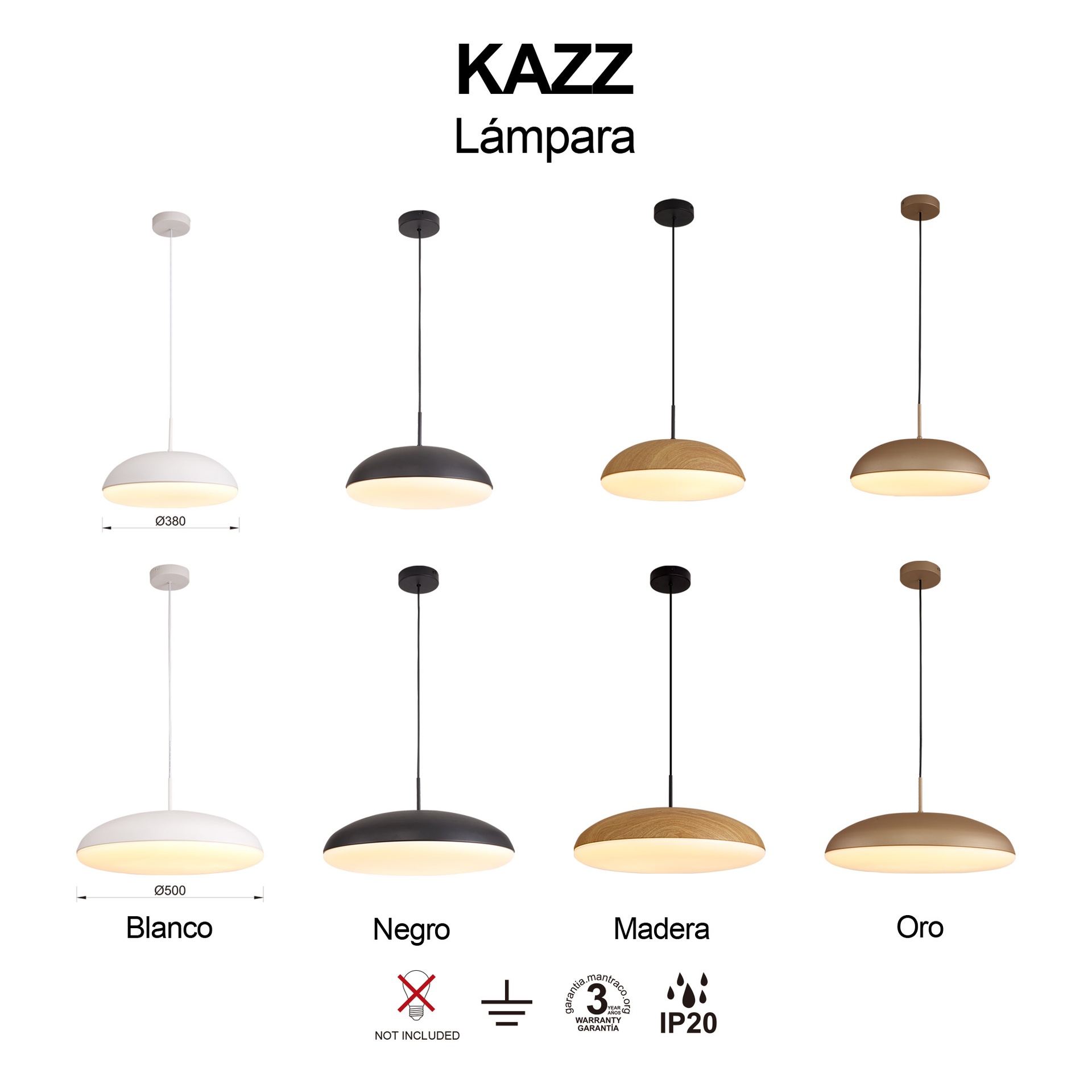 Kazz * Colgante Pequeño Blanco - E27 - Imagen 8