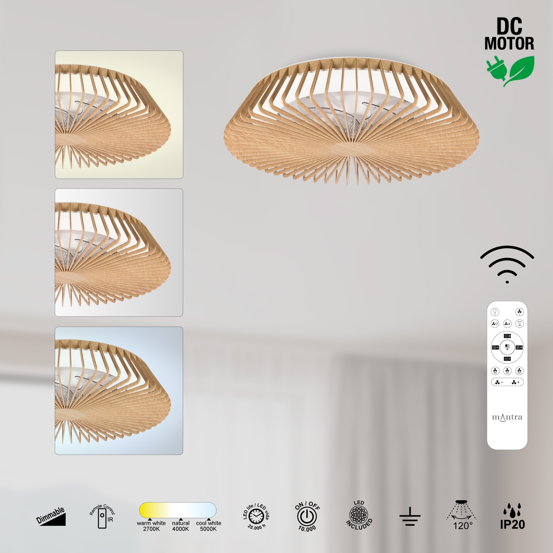 Himalaya Mini * Ventilador Madera Con Mando - Imagen 10