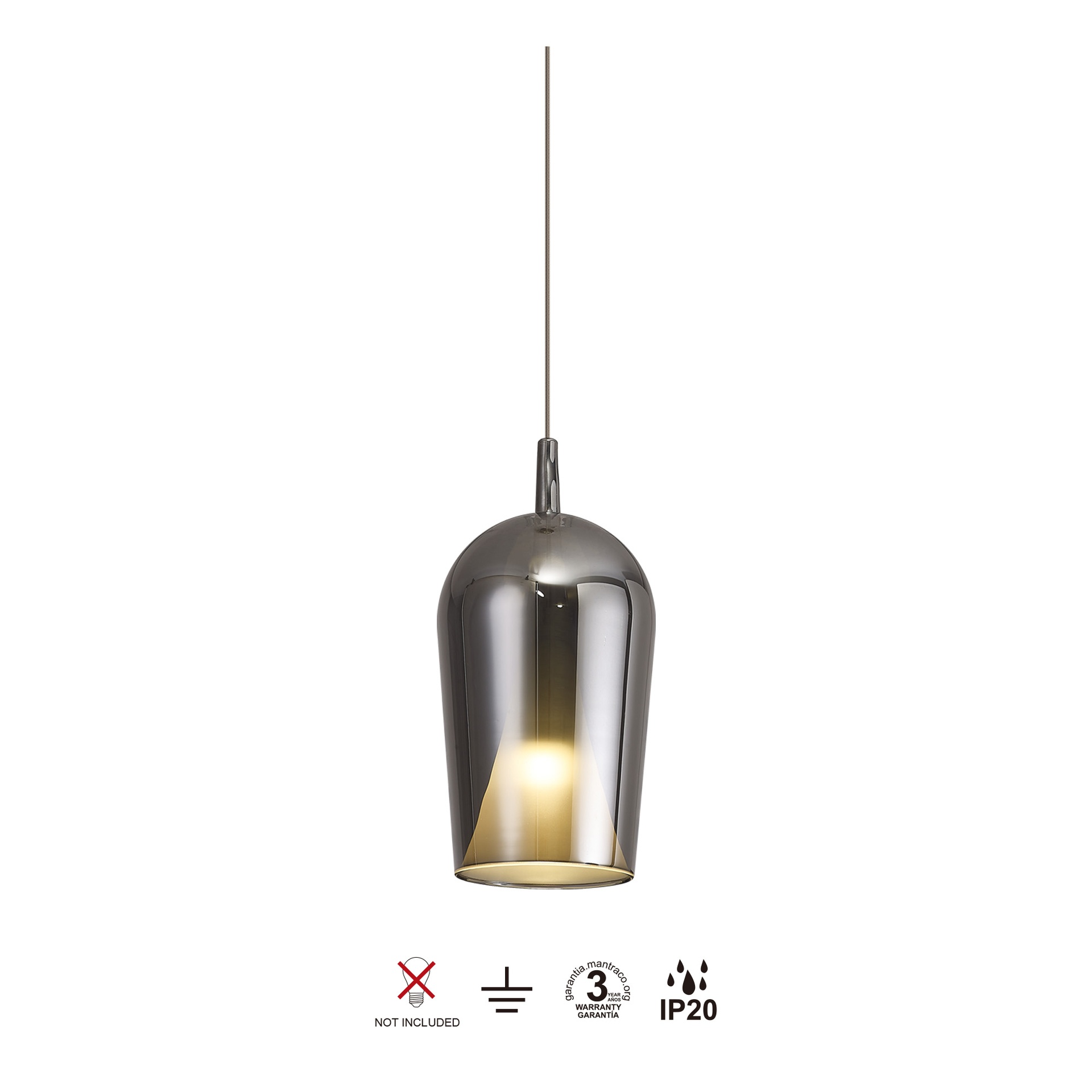 Elsa * Colgante Cristal Copa - E27 - Cromo + Opal (Sin Base) - Imagen 3