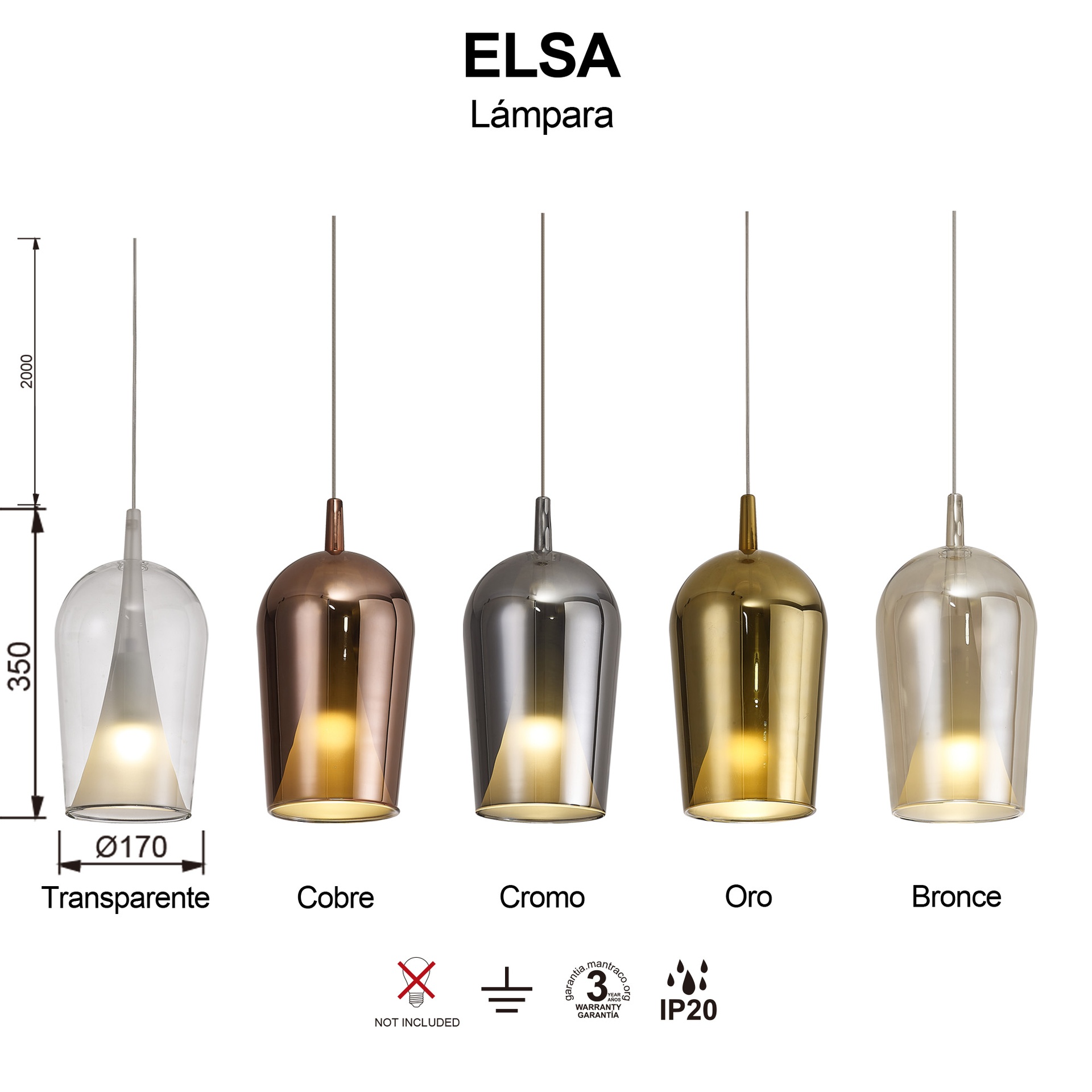 Elsa * Colgante Cristal Copa - E27 - Cromo + Opal (Sin Base) - Imagen 7