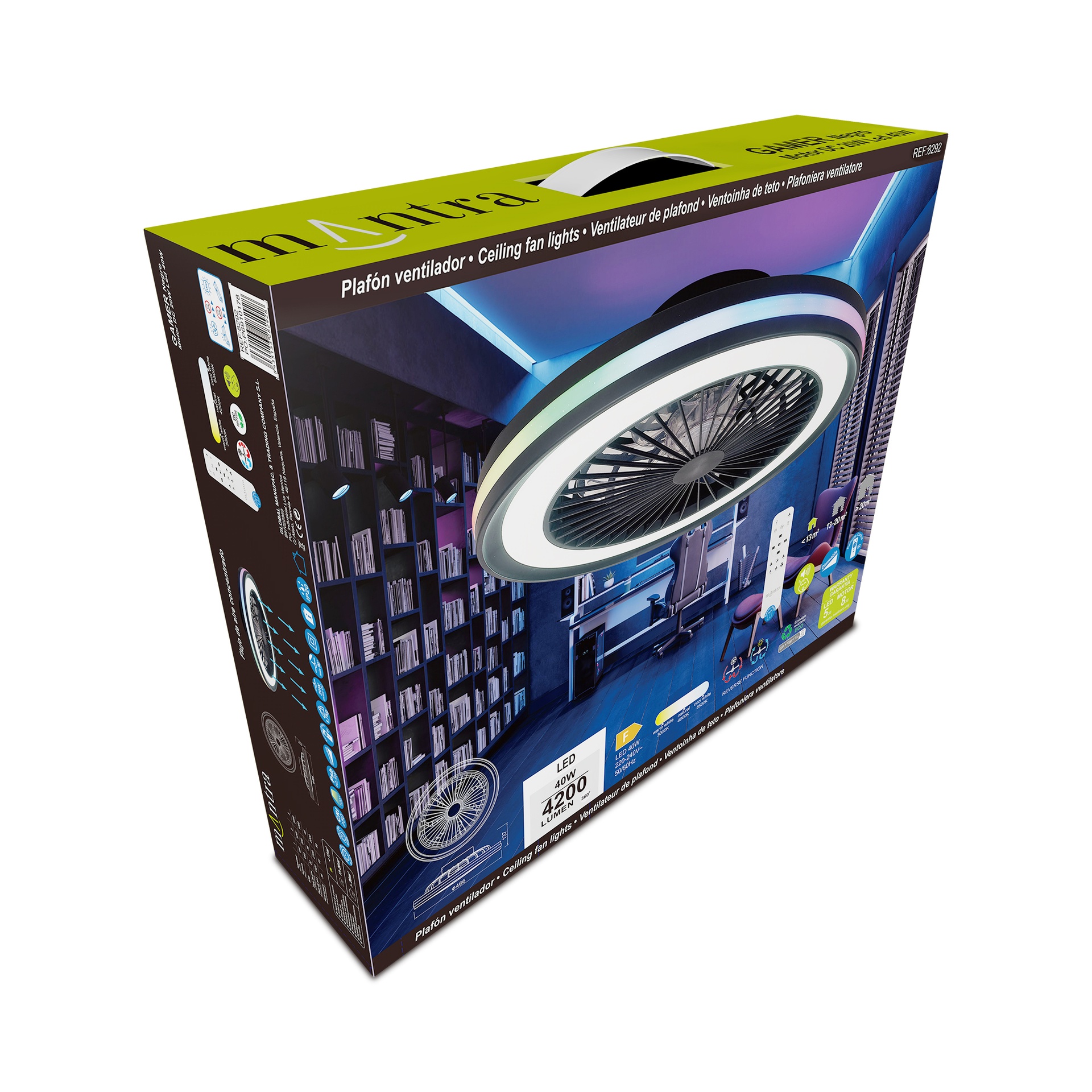 Gamer * Celiling / Fan - Black - Rgb - 47 Cm - 4200 Lms - Imagen 11
