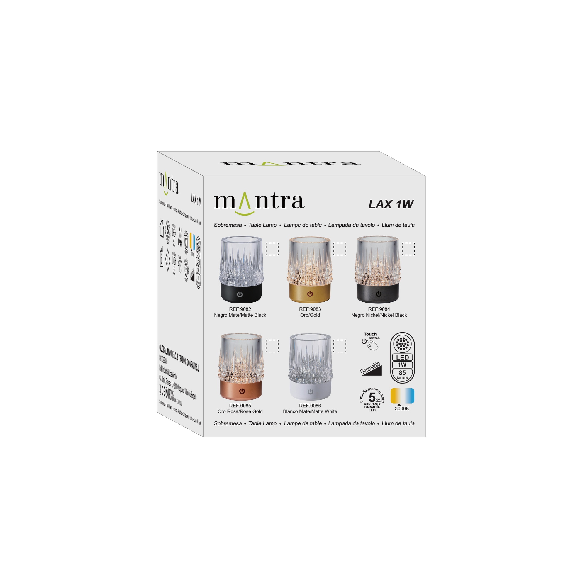 LAX * SOBREMESA 1W 3000K NEGRO NICKEL - Imagen 8
