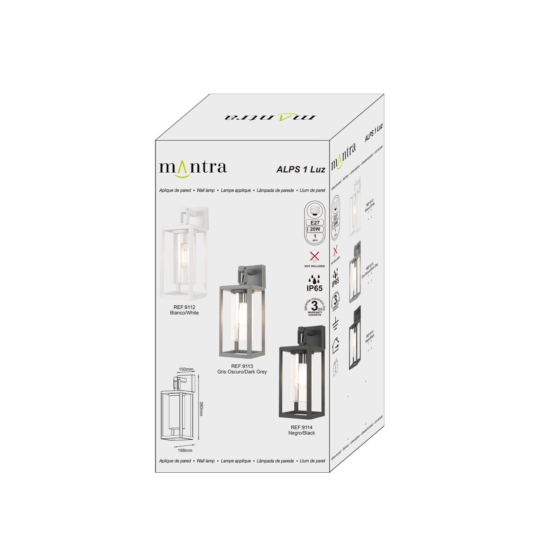 ALPS * WALL LIGHT 1L E27 IP65 BLACK - Imagen 8