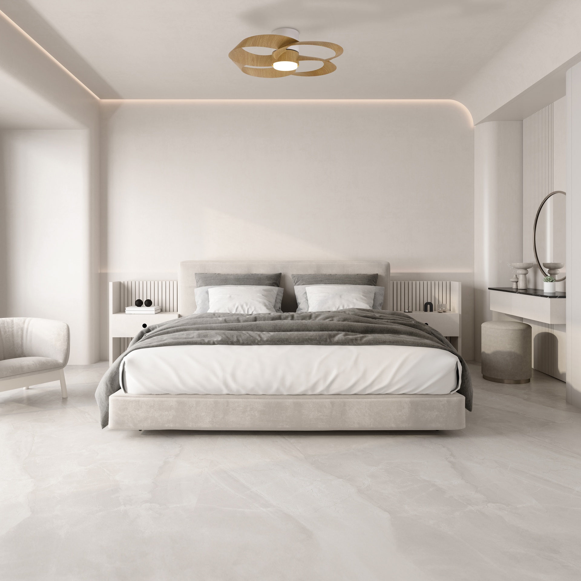ROSE * Ceiling Lamp / Ventilation - White+Wood - Imagen 3