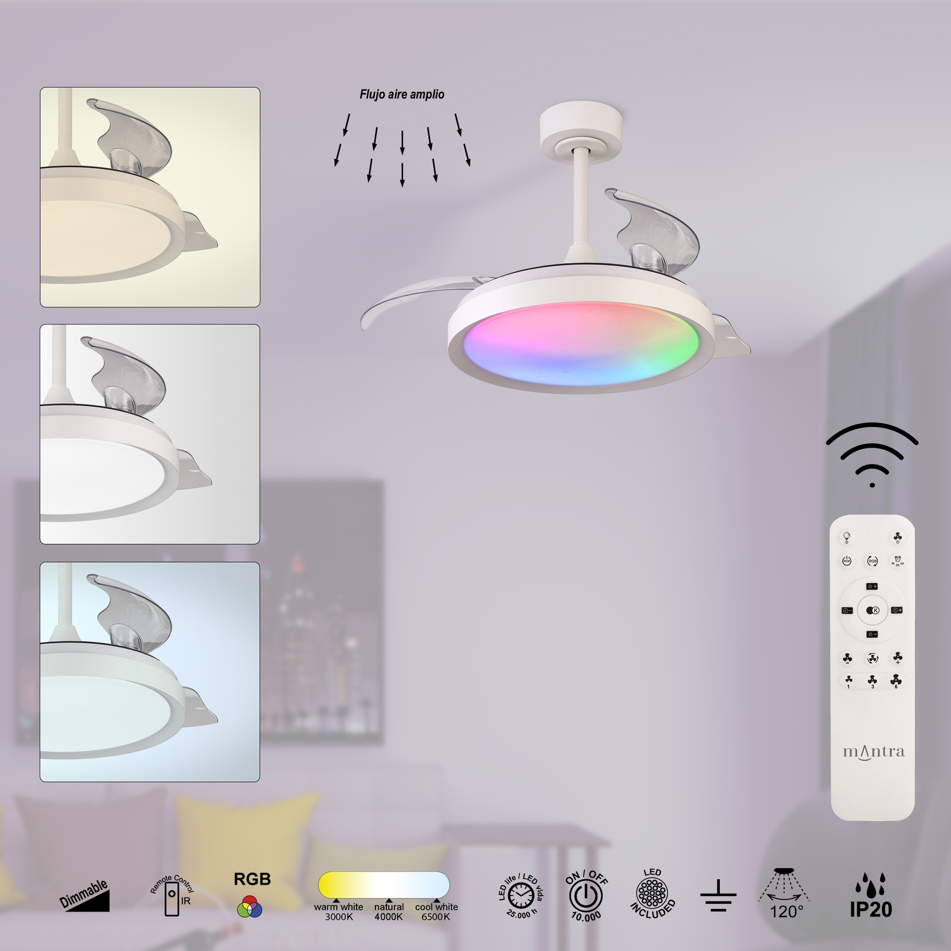 SIBERIA * Ceiling Lamp / Ventilation - White D43 - Imagen 4