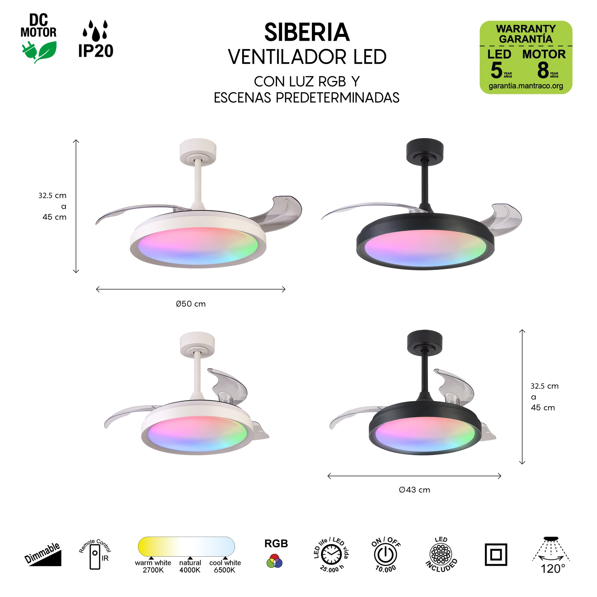 SIBERIA * Ceiling Lamp / Ventilation - White D43 - Imagen 9