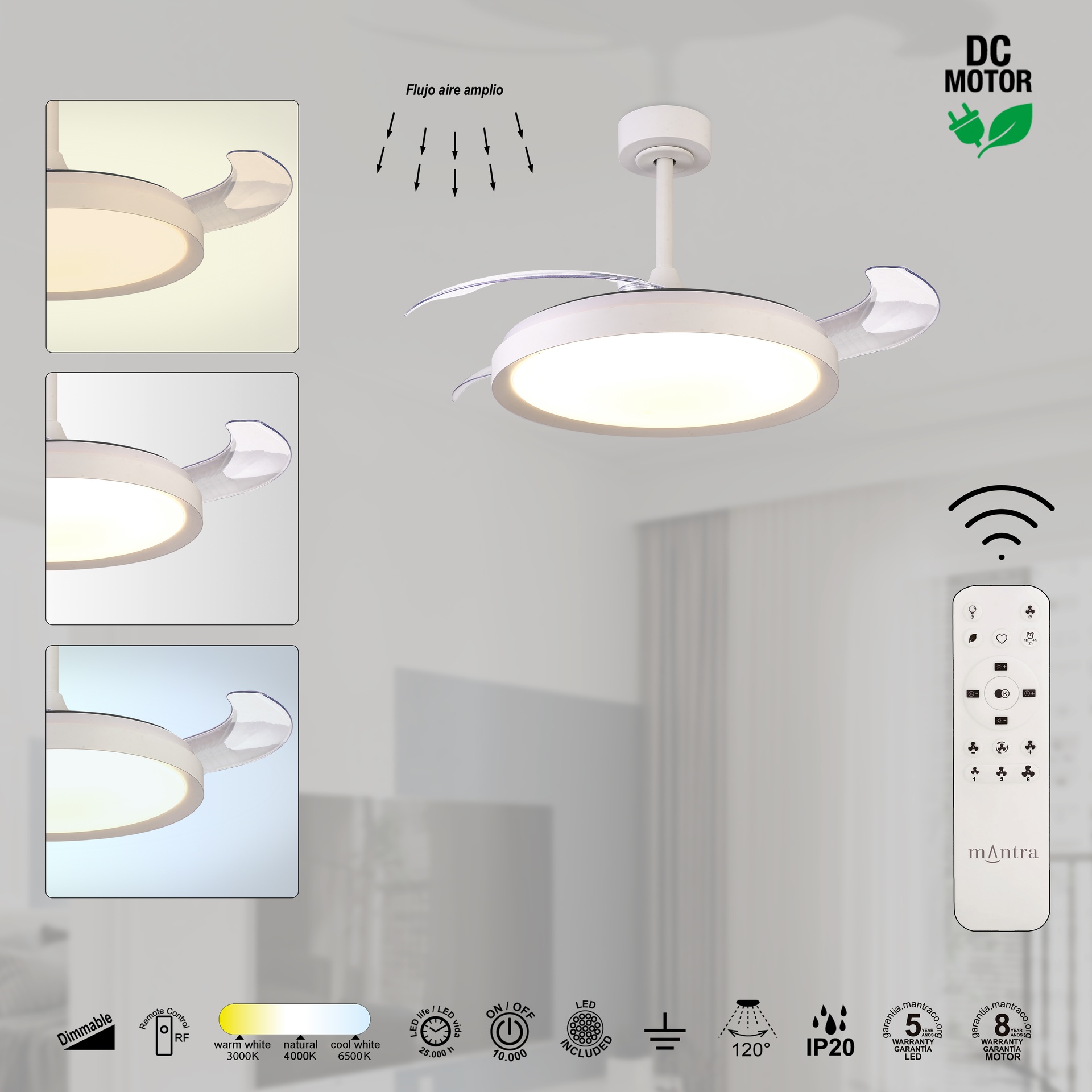 MISTRAL FAN * Ceiling Lamp / Ventilation - White - Imagen 9