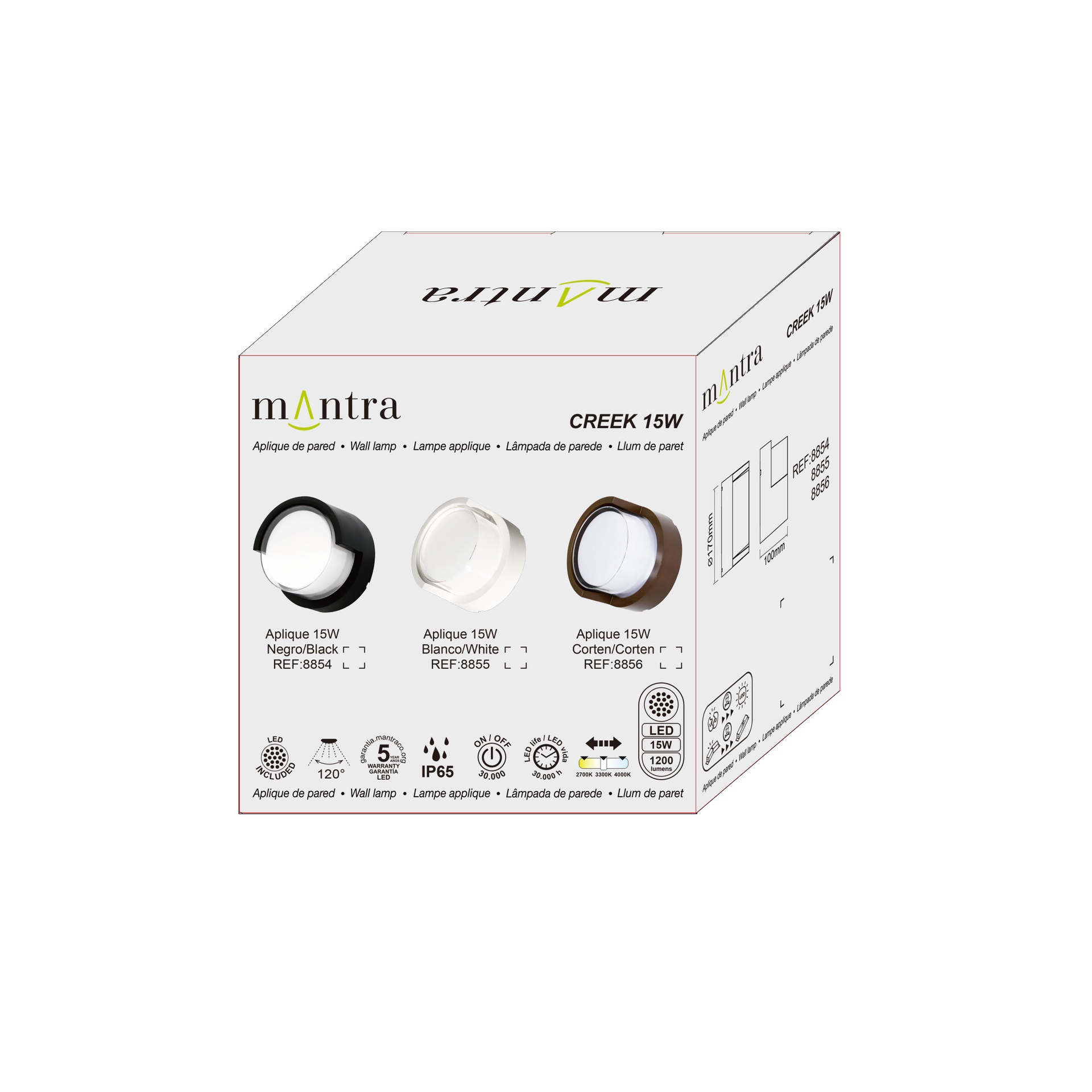 CREEK * APLIQUE EXTERIOR CORTEN LED IP65 - 15W - CCT - Imagen 7