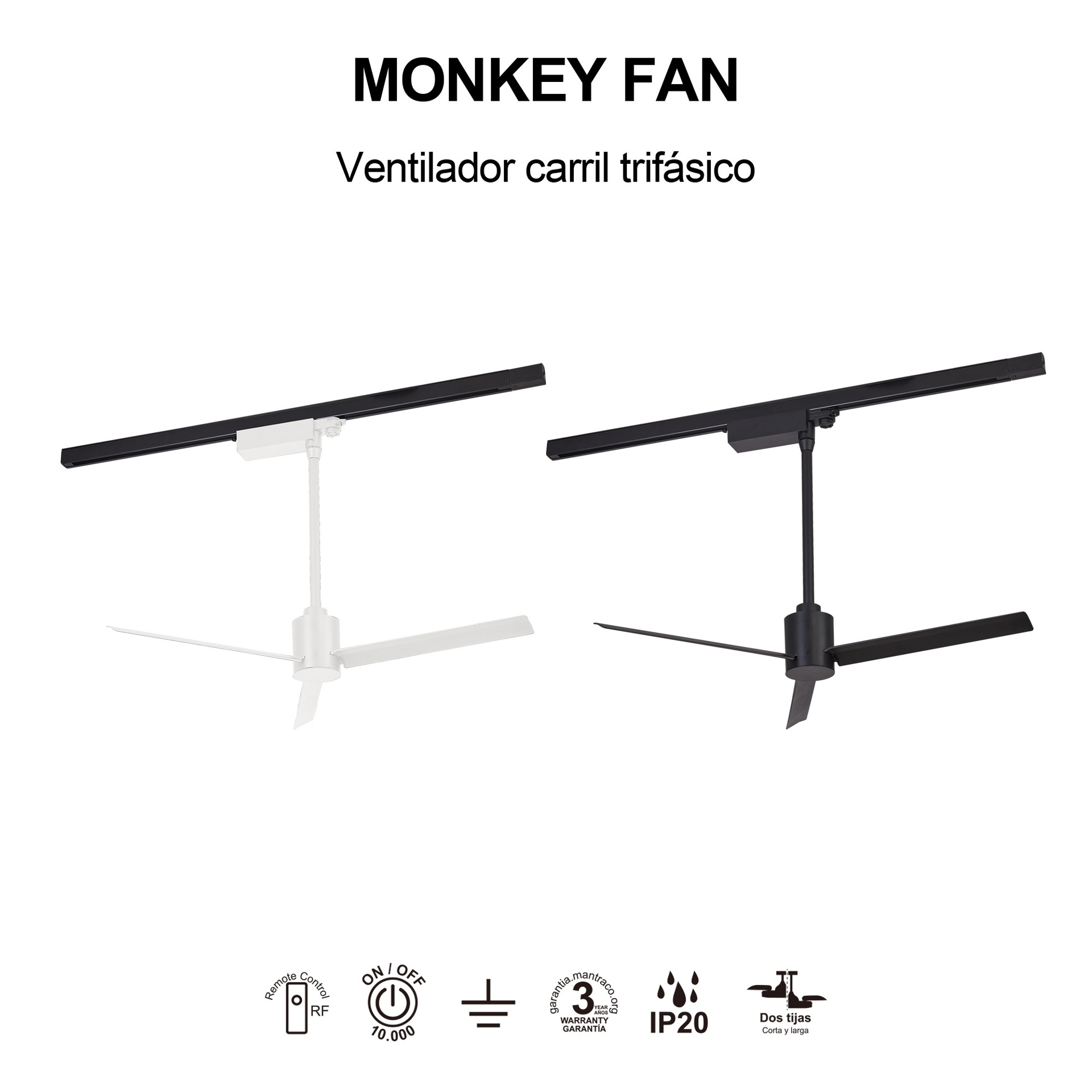 MONKEY FAN*Ventilador Carril Trifasico Blanco - Imagen 8