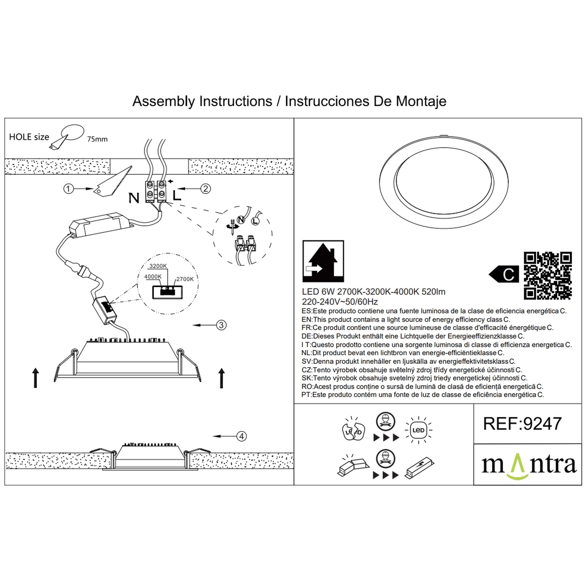 NASAO * EMPOTRABLE LED CCT 6W BLANCO - Imagen 6