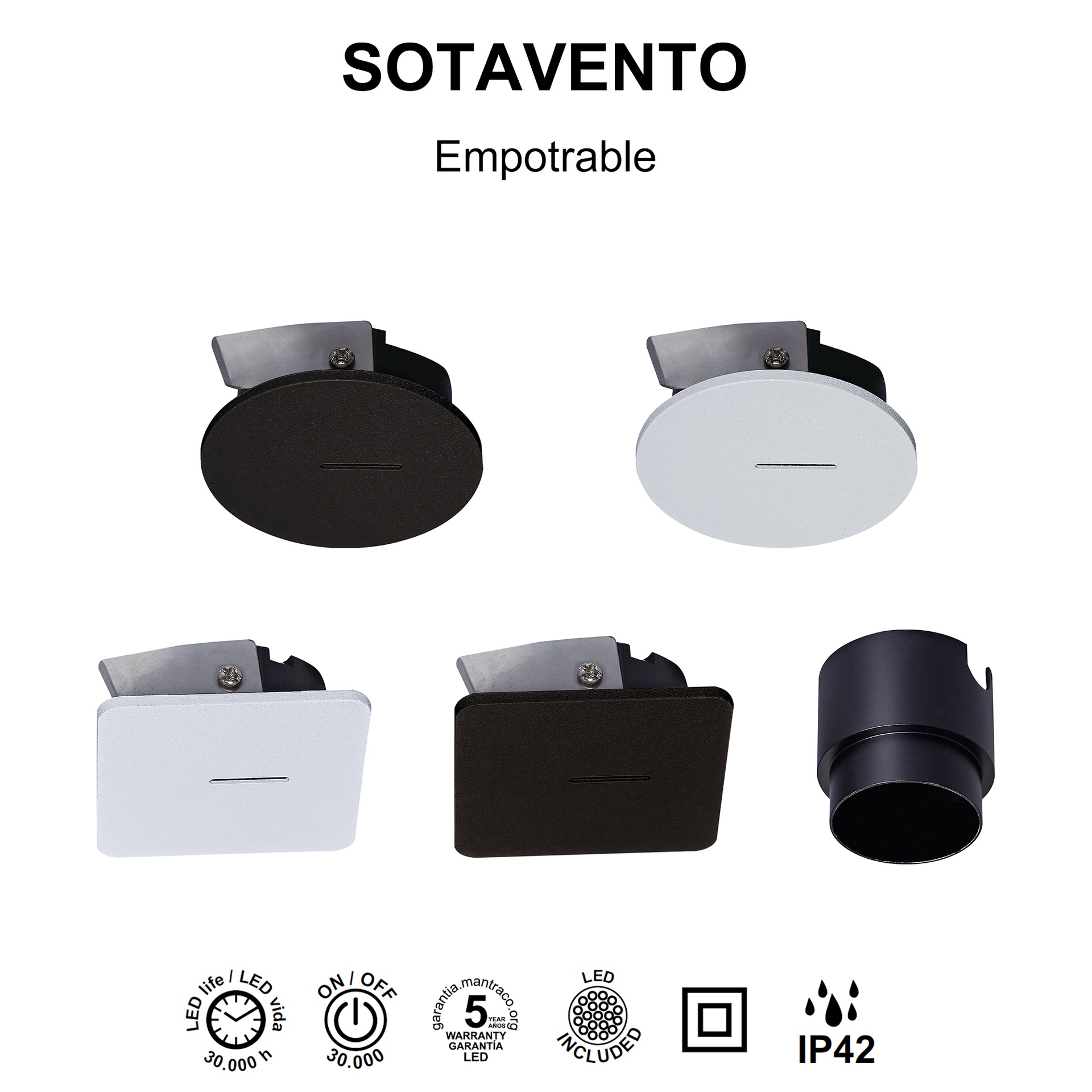 SOTAVENTO * BAÑADOR PARED LED 3W 3000K IP42 CUA. NEGRO - Imagen 8