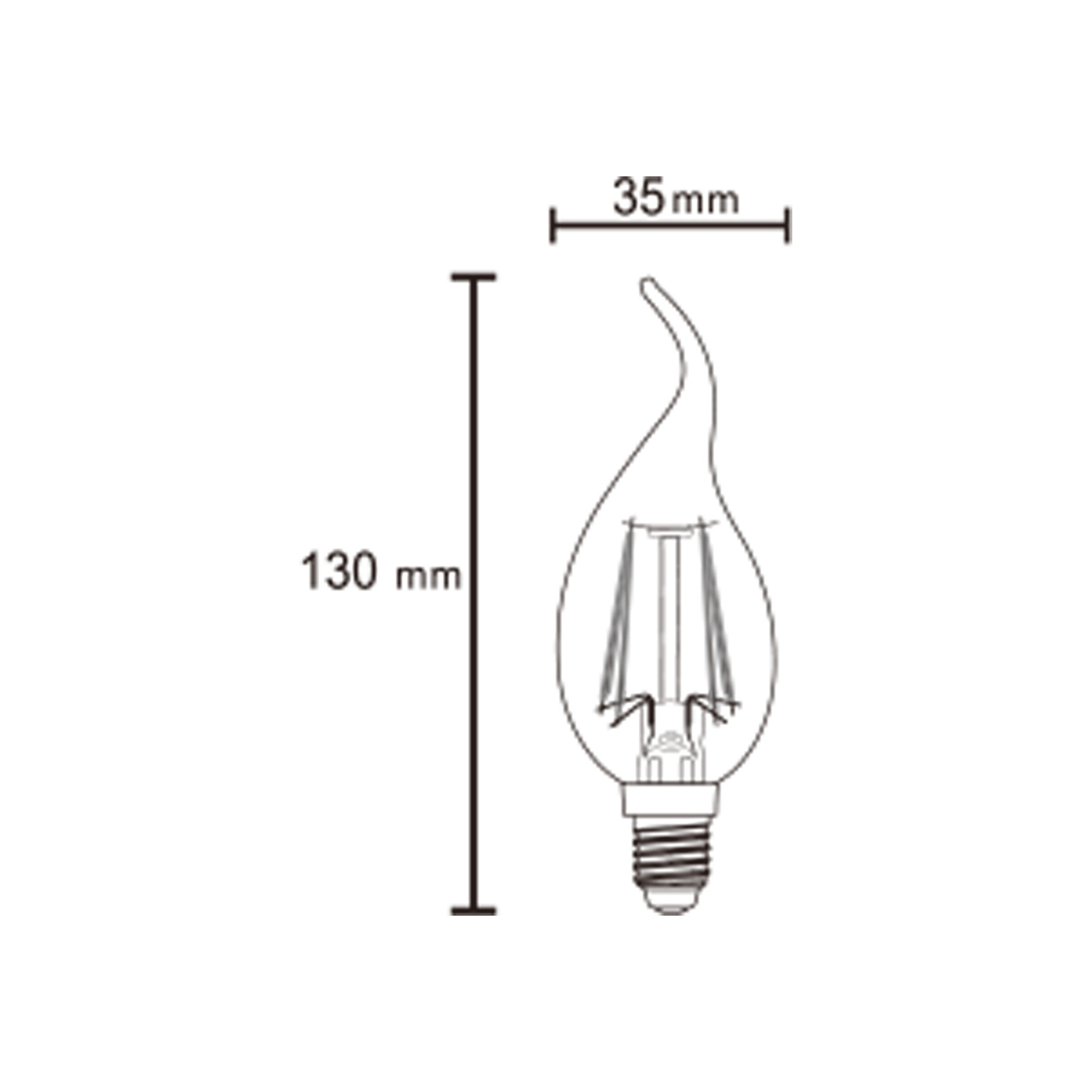 Bombilla Led - E14 Vela Decor. Filamento - 4W - 470Lm 2700K - Imagen 4