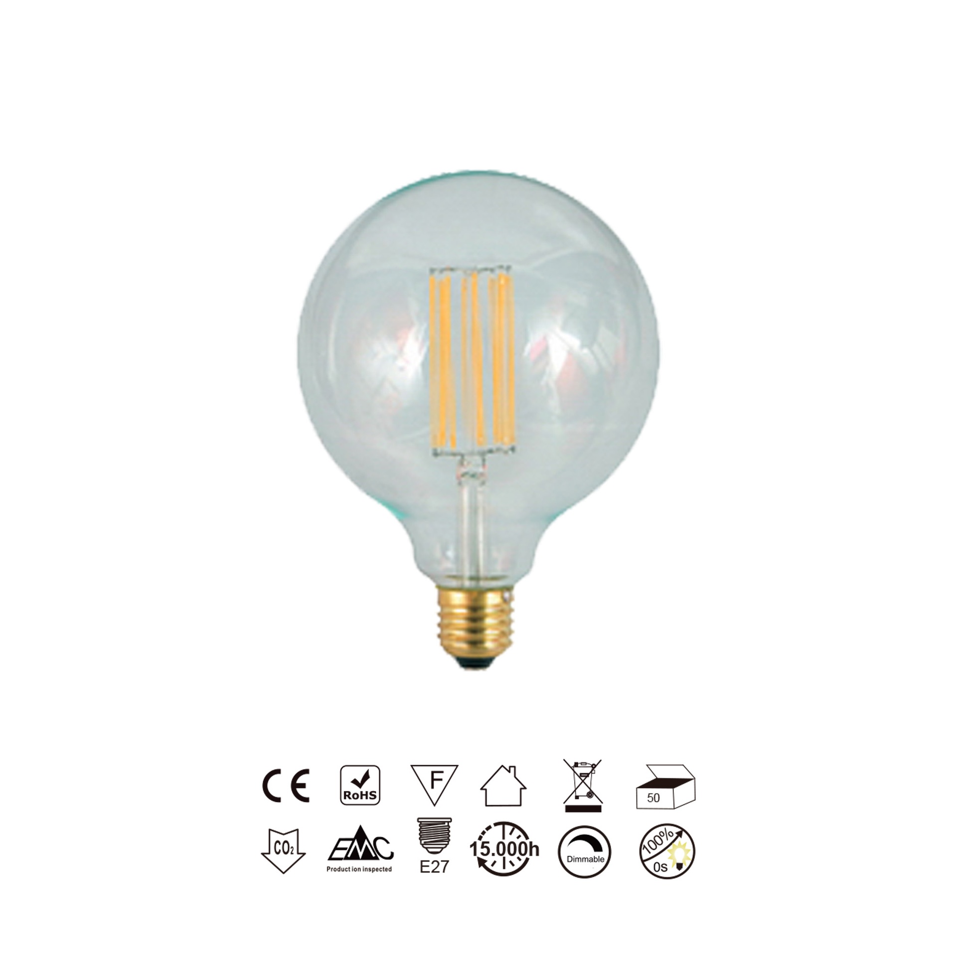 Bombilla Led Vintage G95 - E27 - 8W - 2200K - Dimable - Imagen 3
