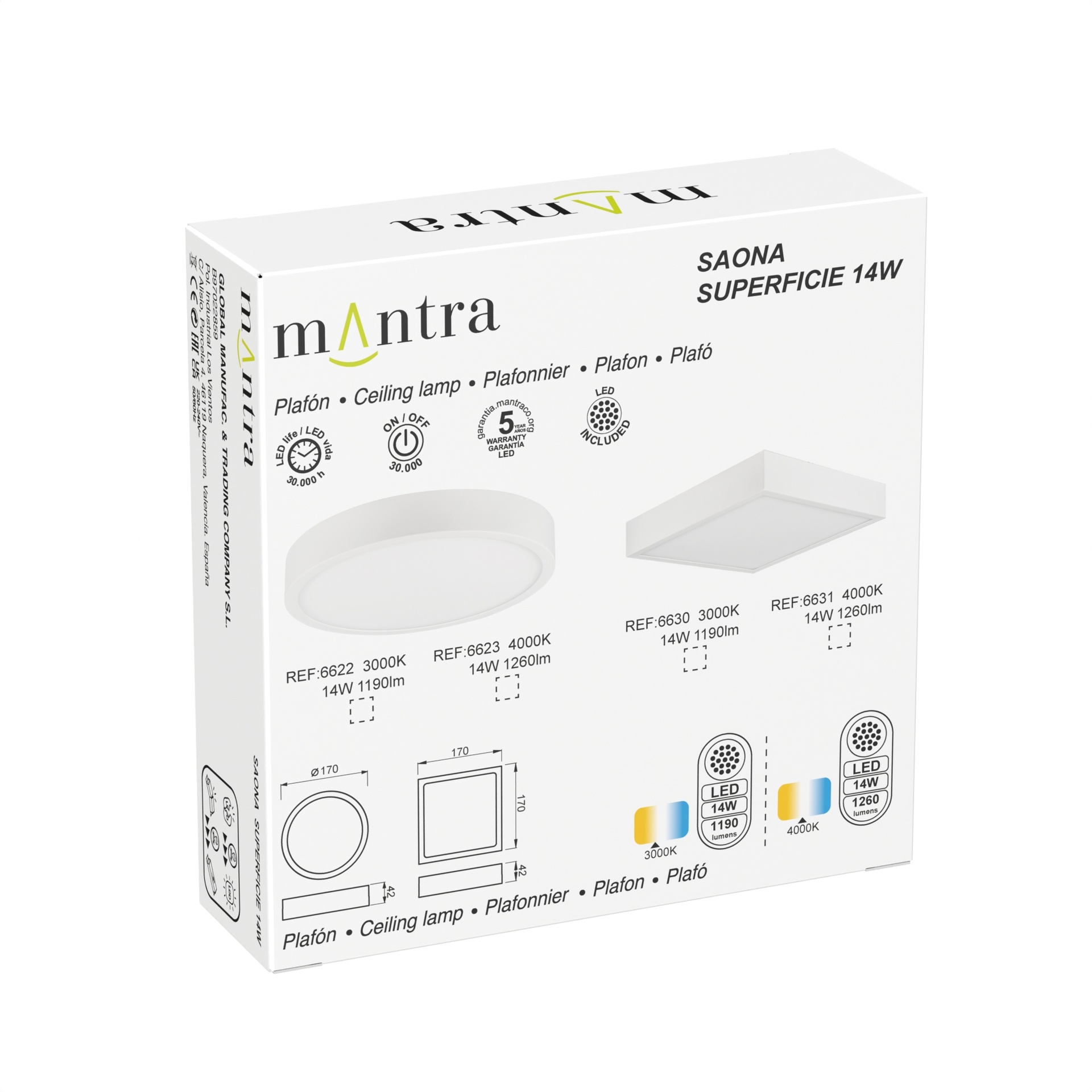 Saona Superficie * Downlight Led Redondo - 14W - 3000K - Imagen 7