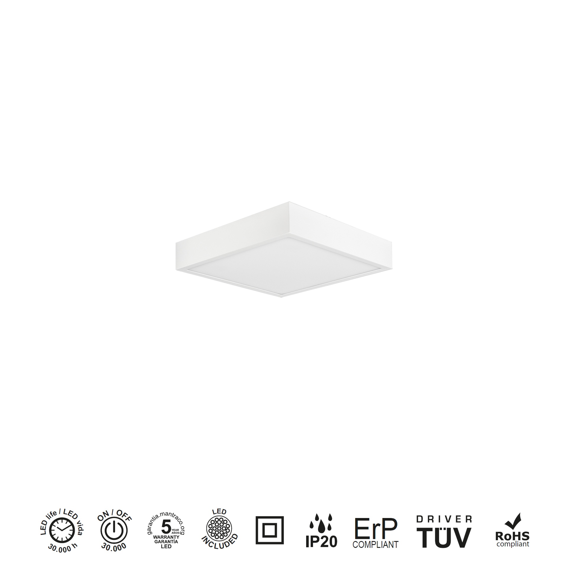 Saona Superficie * Downlight Led Cuadrado - 8W - 3000K - Imagen 3