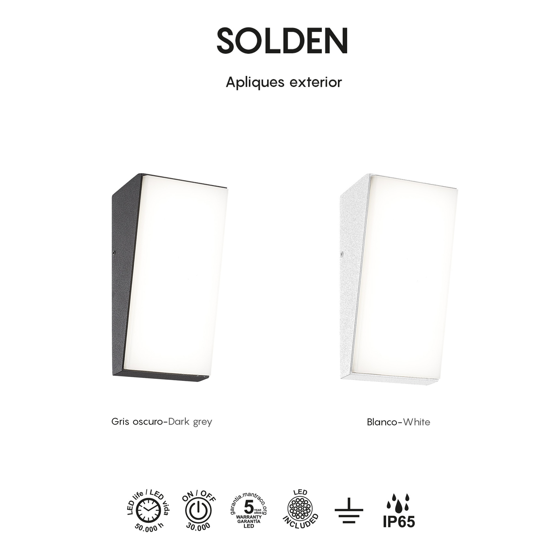 Solden * Aplique Exterior Vert.Blanco Led Ip65 - 9W - 3000K - Imagen 9