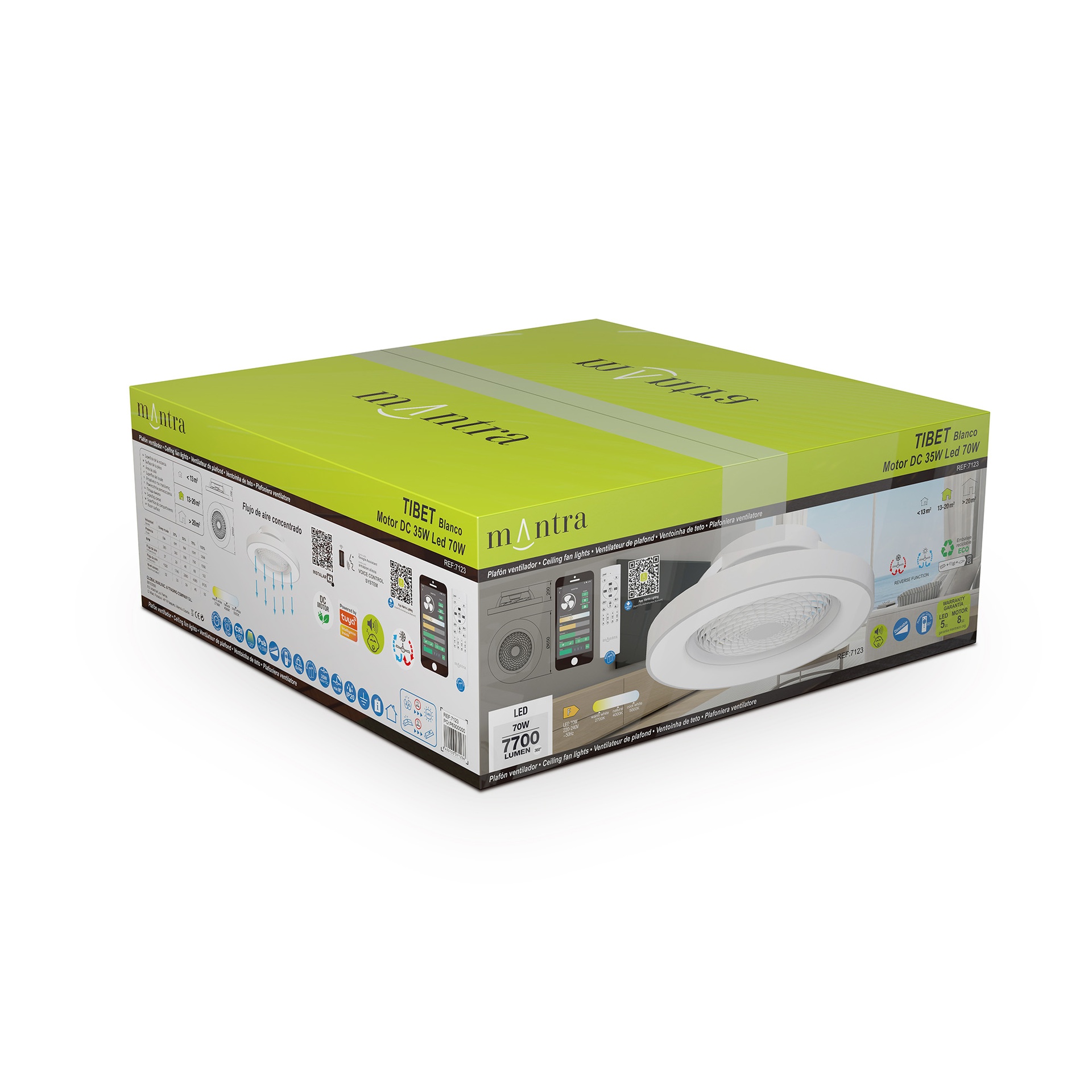 Tibet * Ventilador Blanco 35W Plafon Led 70W Con Mando Y App - Imagen 13