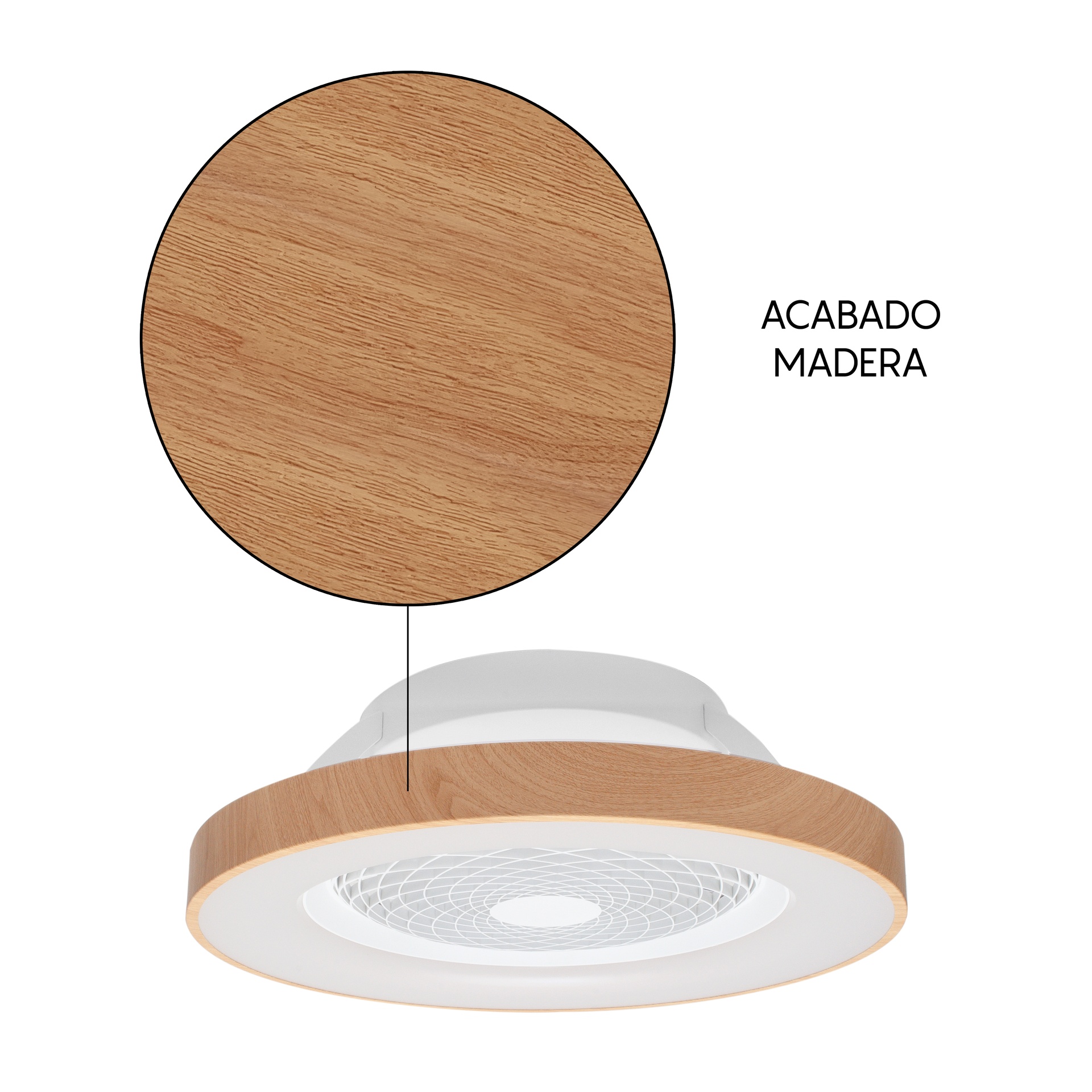 Tibet * Ventilador Madera/Blanco 35W Plafon Led 70W Con Mando Y App - Imagen 14