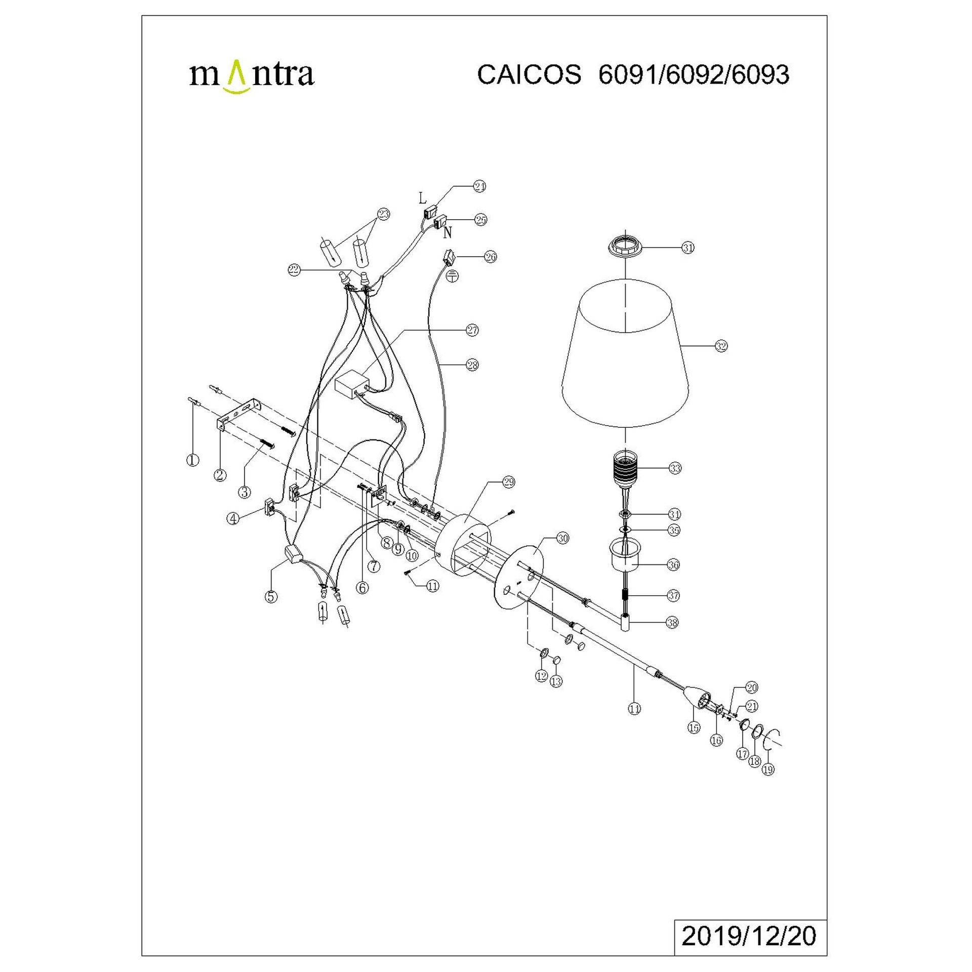 Caicos * Aplique Blanco 1L E27+ Lector Led 3W 3000K + Usb - Imagen 6