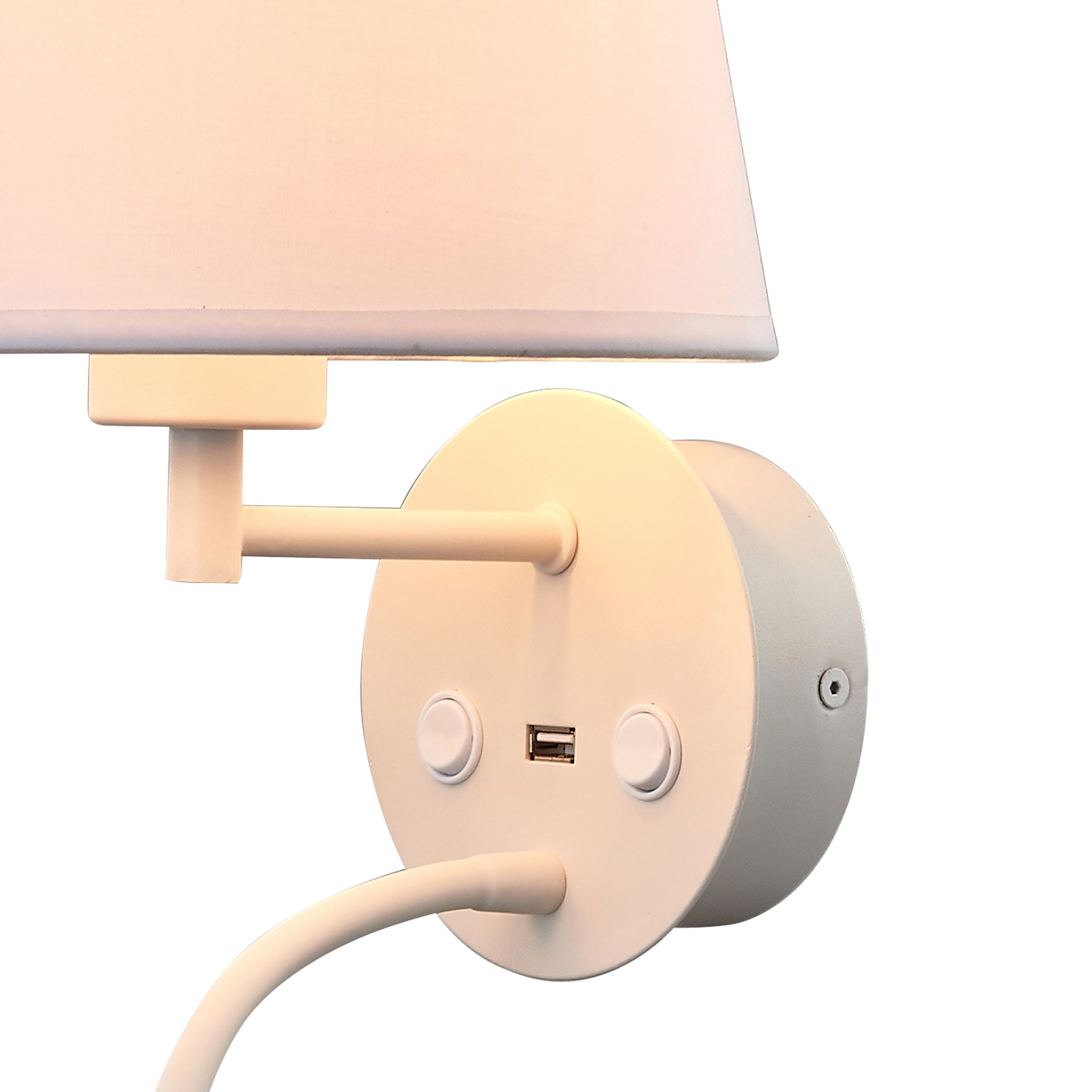 Caicos * Aplique Blanco 1L E27+ Lector Led 3W 3000K + Usb - Imagen 10