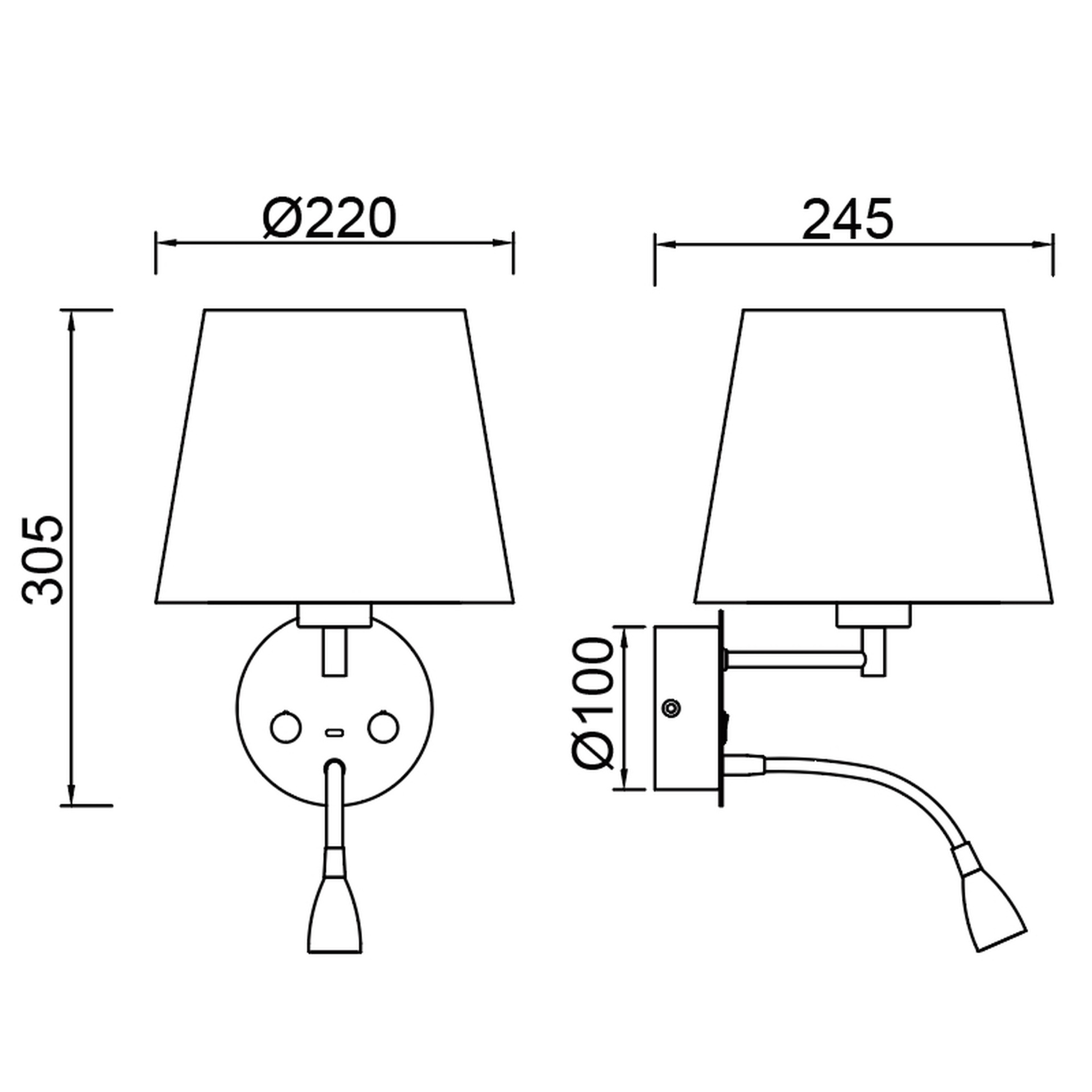 Caicos * Aplique Cuero 1L E27+ Lector Led 3W 3000K + Usb - Imagen 3