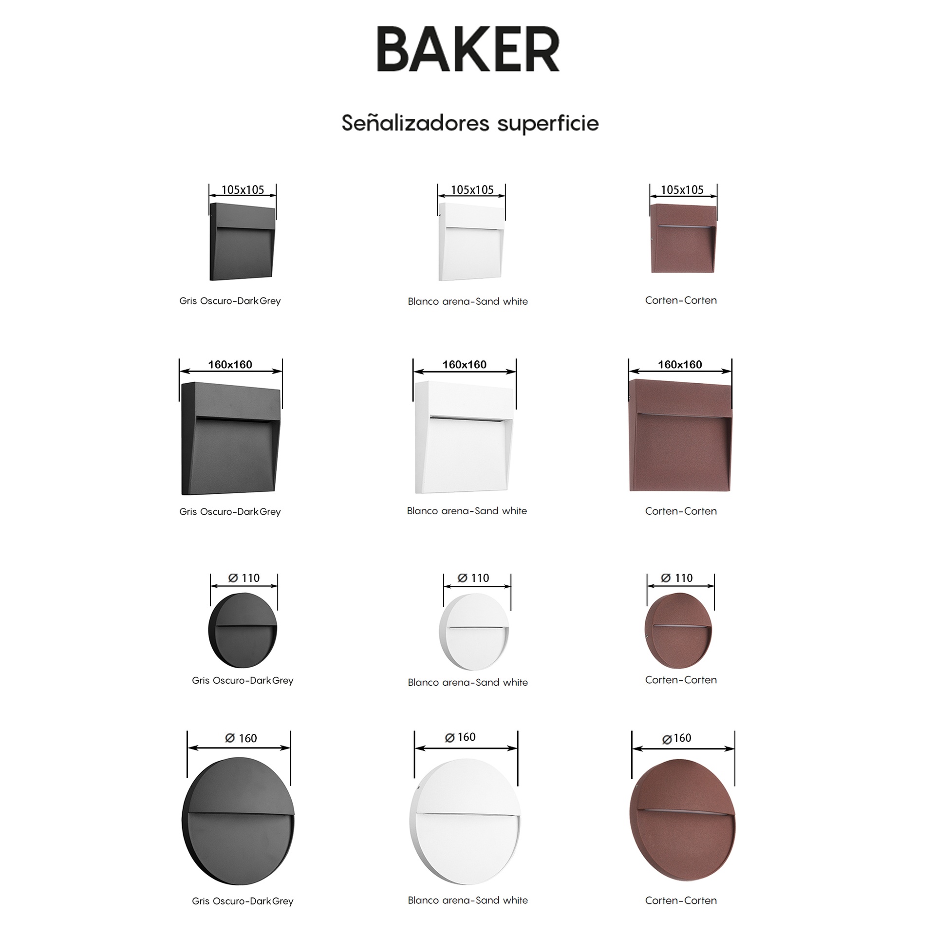 Baker * Señalizador Cuadrado 3W 3000K Corten - Imagen 8