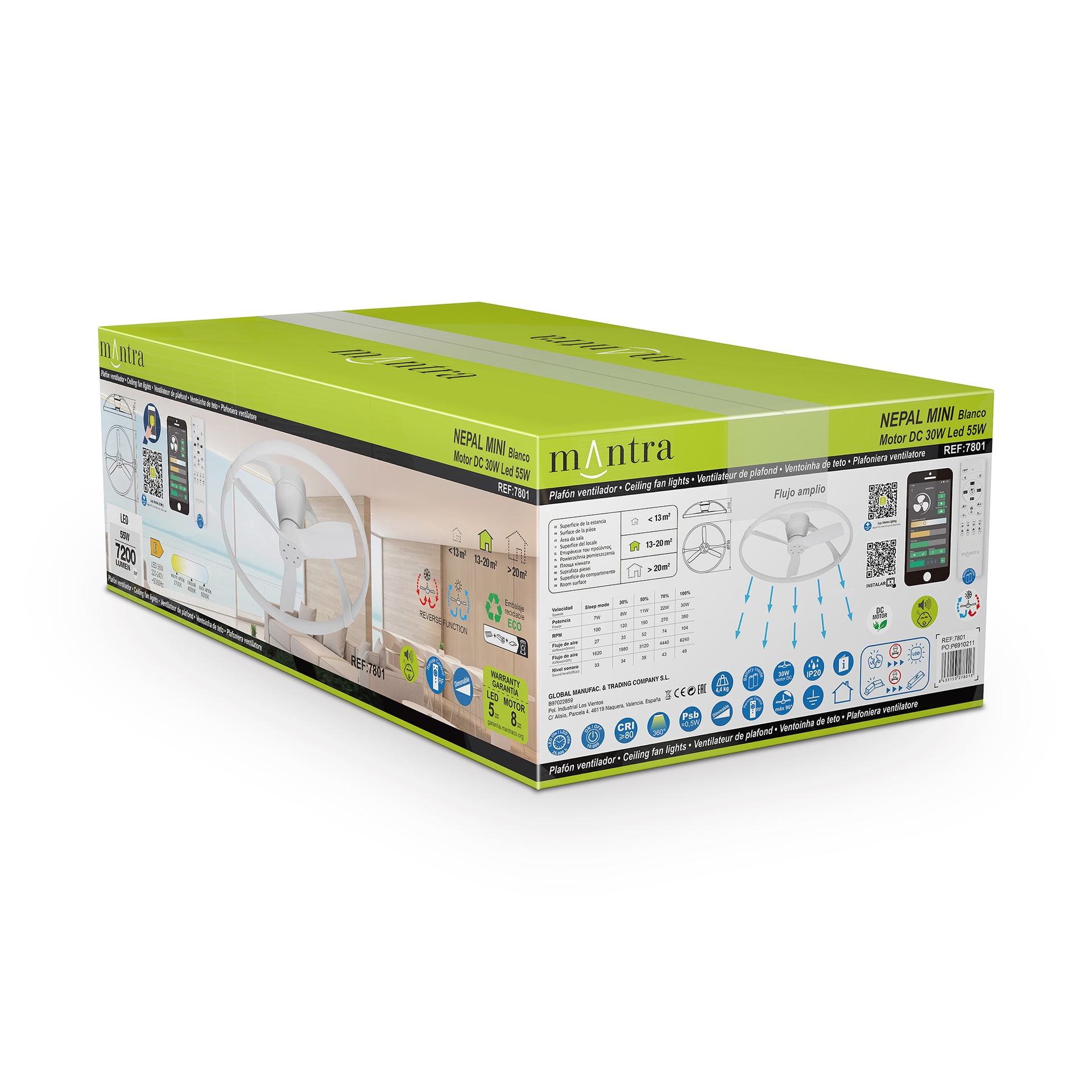 Nepal Mini * Ventilador Blanco Led Con Mando - Imagen 16