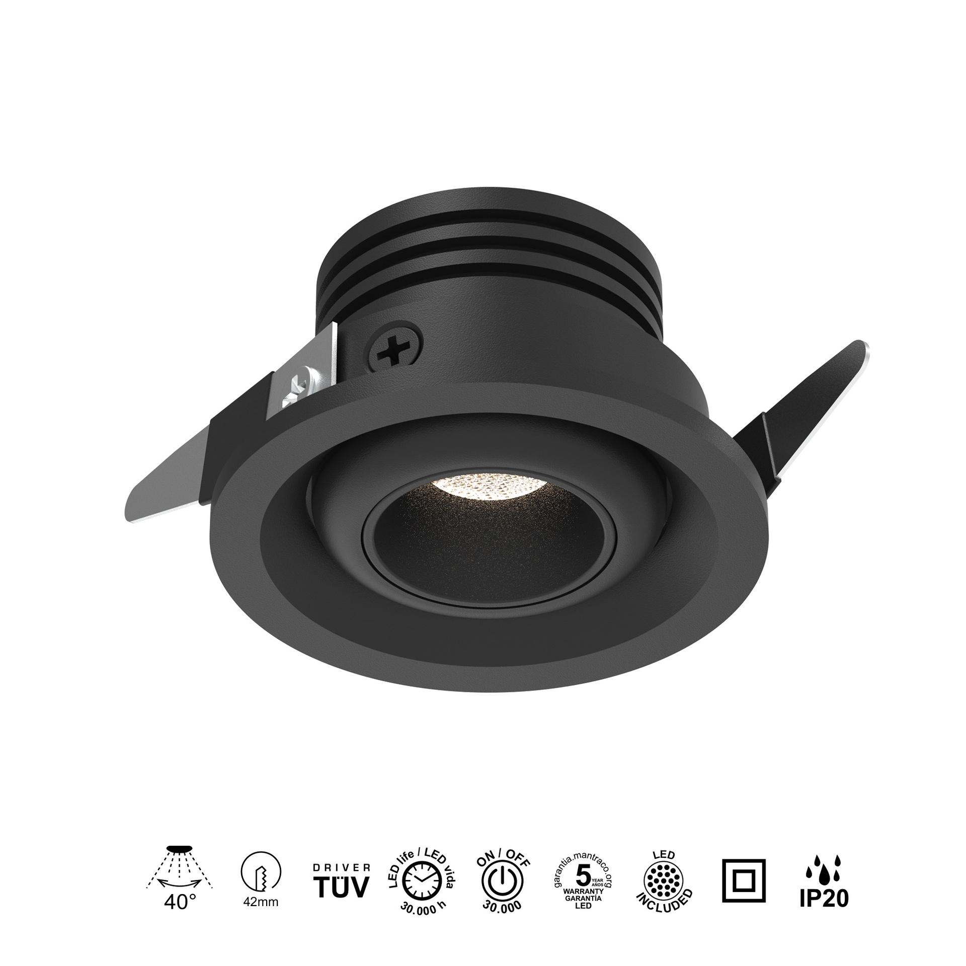 Neptuno * Mini Empotrable Basc. 3W 2700K Negro - Imagen 4