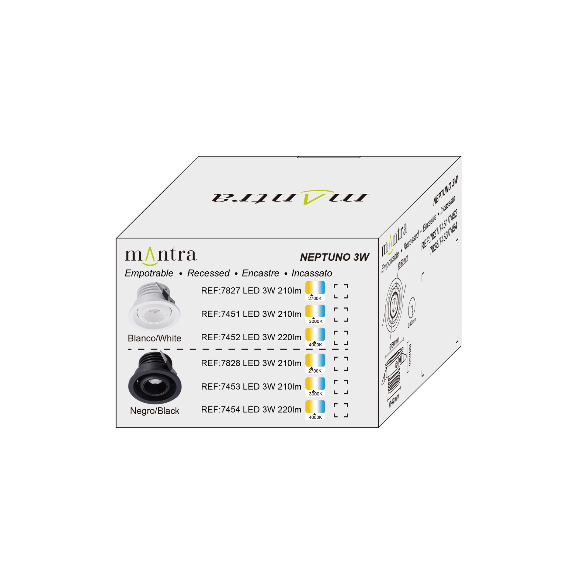 Neptuno * Mini Empotrable Basc. 3W 2700K Negro - Imagen 8