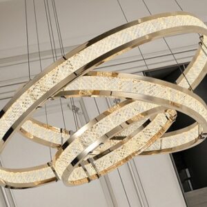 Lampara 3 aros Lorian dorado brillo 79w led