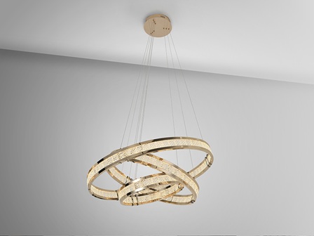 Lámpara LED 3 Aros Lorian Dorado Brillo 79W Regulable con Mando y APP - Imagen 5