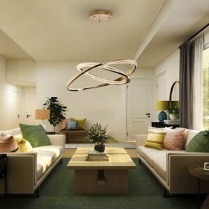 Lámpara órbitas 2 aros oro brillo 68w led regulable con APP