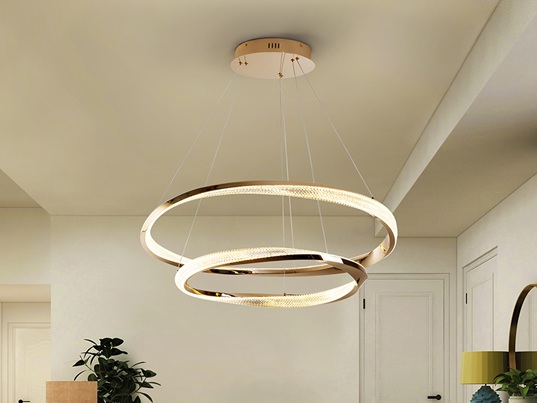 Lámpara órbitas 2 aros oro brillo 68w led regulable con APP - Imagen 3