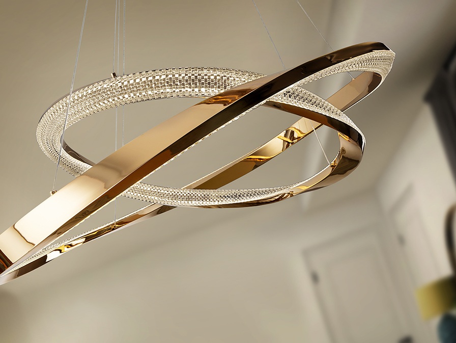 Lámpara órbitas 2 aros oro brillo 68w led regulable con APP - Imagen 5