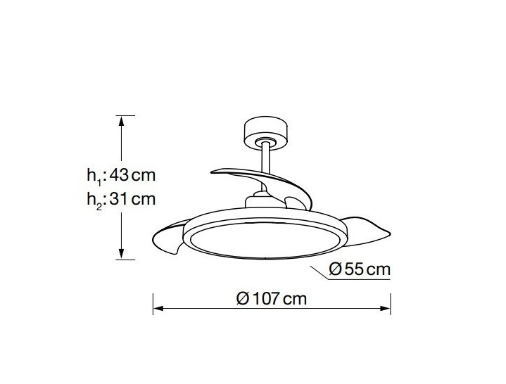 Ventilador pala plegable 70w led Platon Regulable DC CCT - Imagen 4