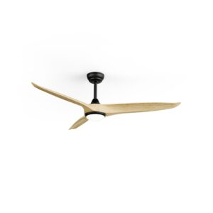 Ventilador de techo NOVA negro mate con aspas de madera FSC y luz LED