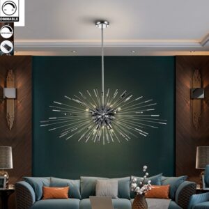 Lámpara de Techo Evasión 9 Luces LED G9 Cromo y Cristal Ø100 cm - "SI"