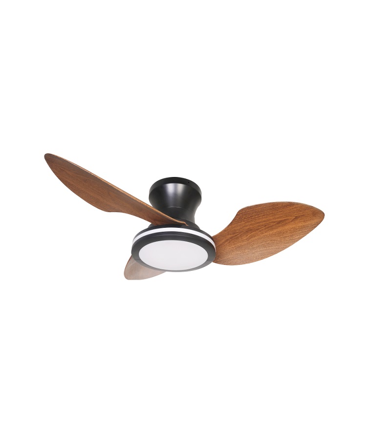 Ventilador de techo Kawai 30W negro nogal con luz LED CCT y diรกmetro de 800 mm