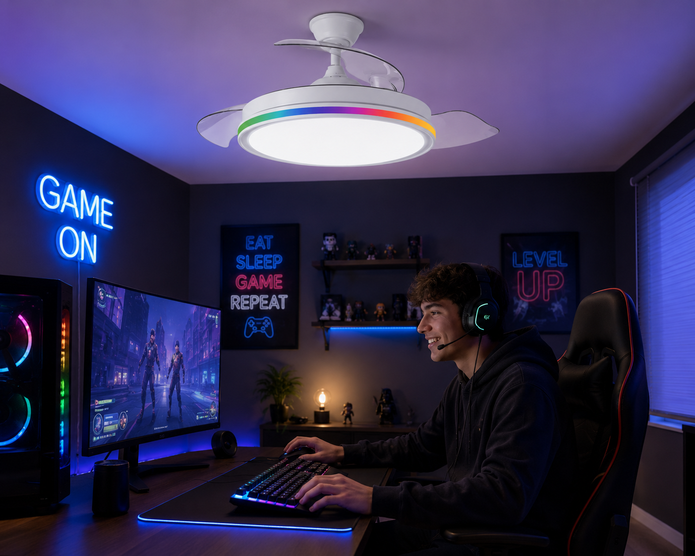 Ventilador Mini Play con luz LED CCT regulable y RGB