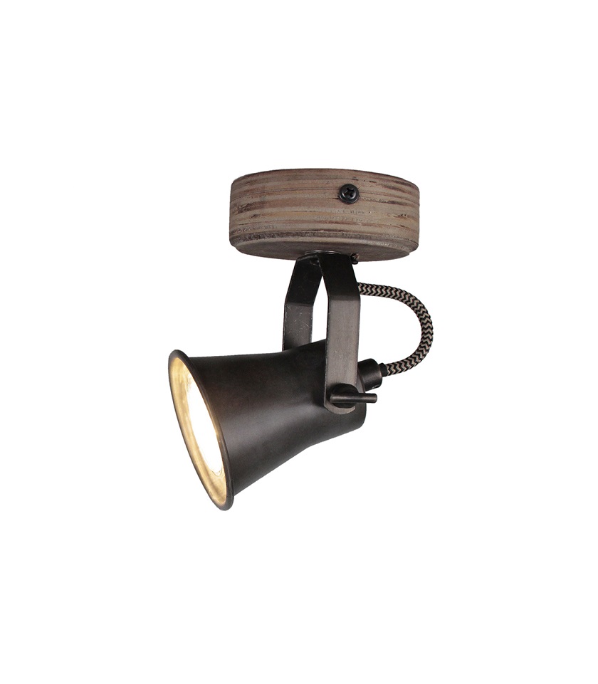 Lámpara de techo de porcelana GU10 1 foco madera - Imagen 5