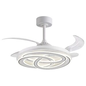 Ventilador de techo DC NUDOS blanco 108 cm con aspas retráctiles y luz LED integrada
