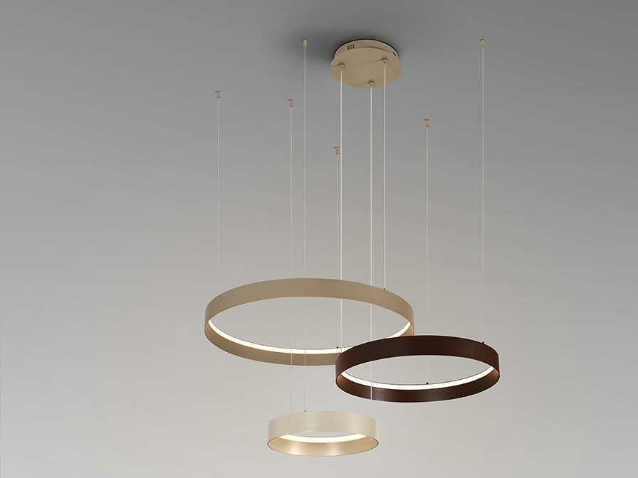 Lámpara LED Halos de 3 aros en marrón y crema - Imagen 4