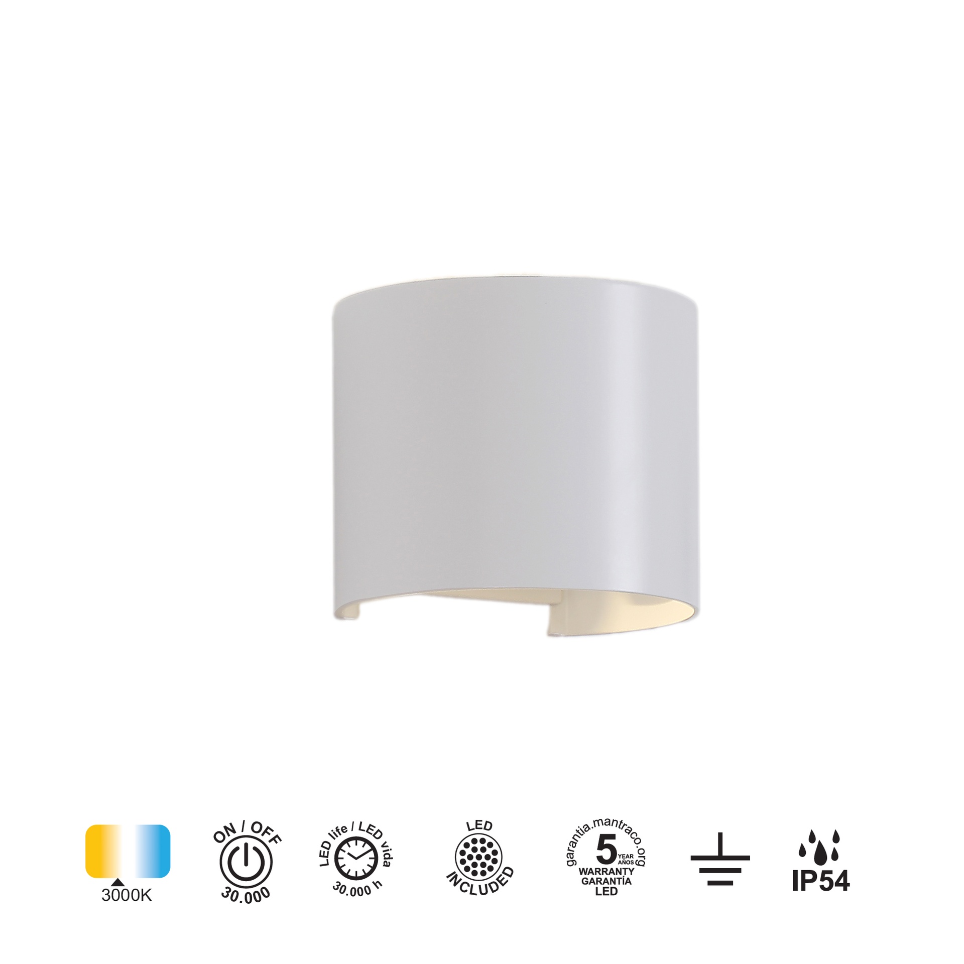 DAVOS * Luminarias de pared Arena Blanco - LED 12W - 3000K - 1100 lm - Imagen 4