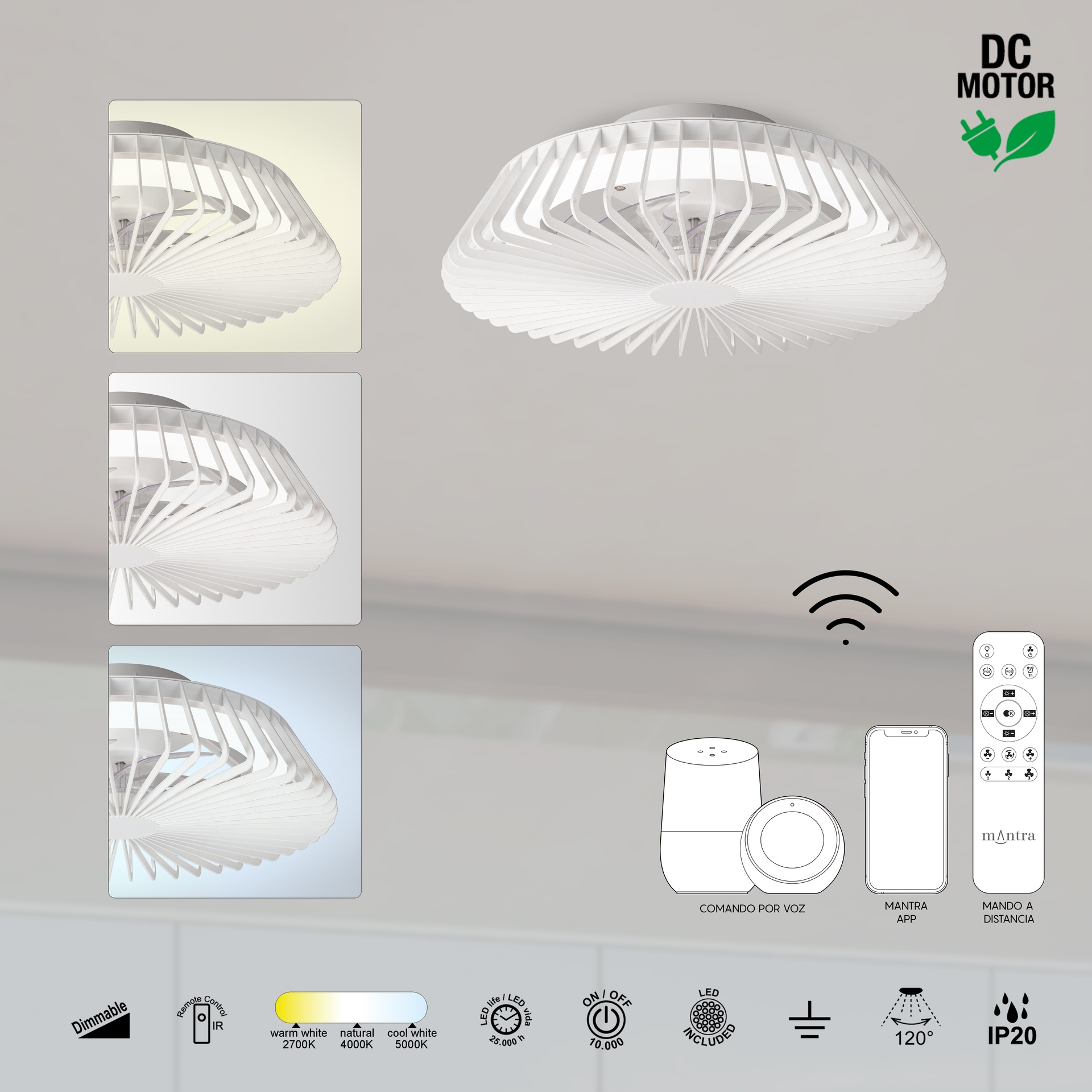 HIMALAYA * Plafón-ventilador de aspas ocultas con luz Black - LED 70W - 2700K-5000K - 4900 lm - Imagen 13