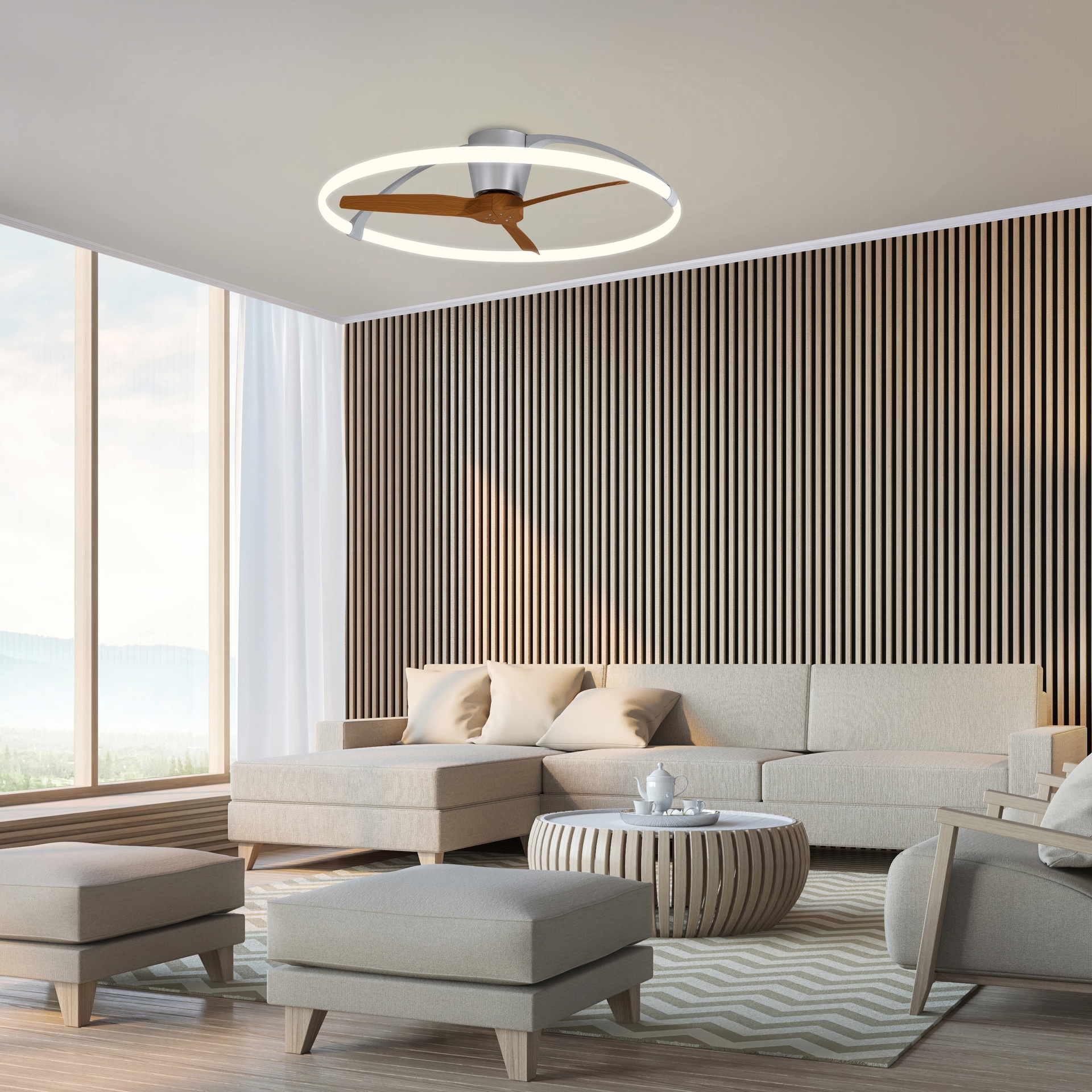 NEPAL * Ventilador de aspas con luz Plata/Nogal - LED 75W - 2700K-5000K - 7200 lm - Imagen 30